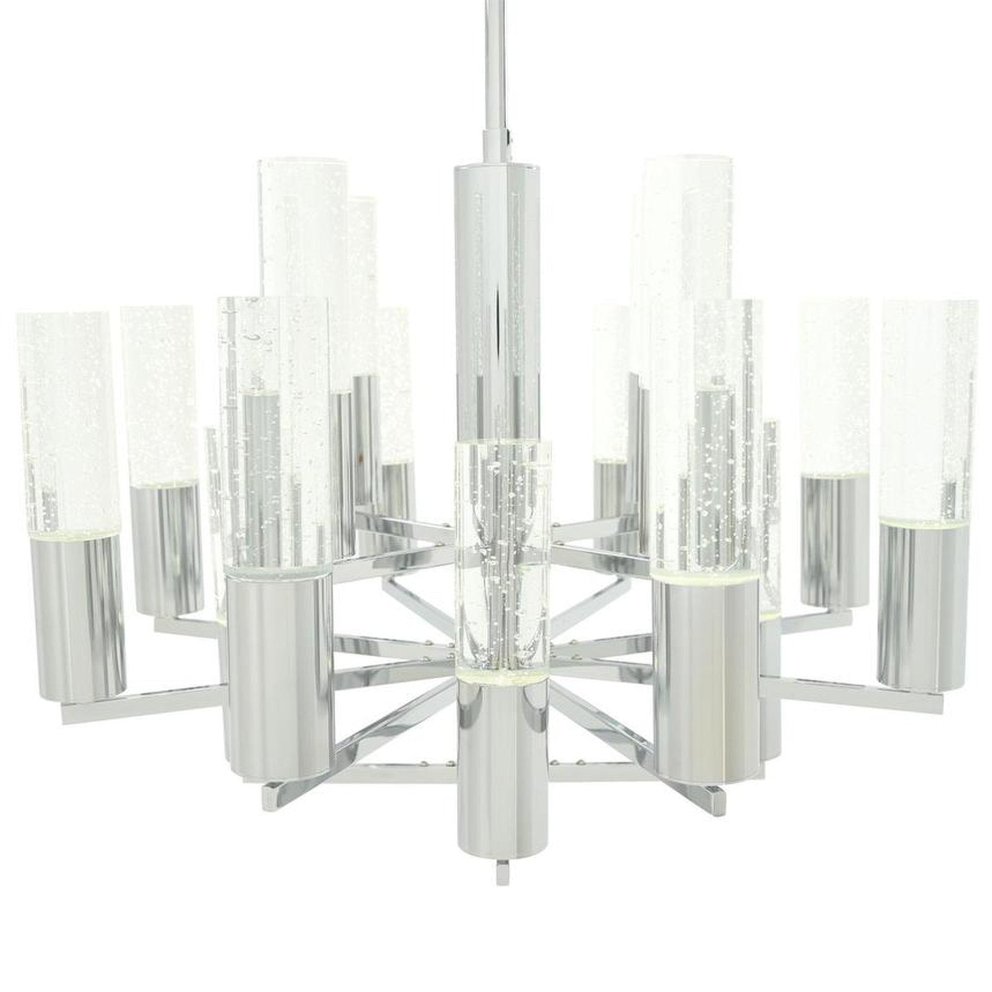 Finesse Decor Crystal Cylinders 24" Chrome Finish 16-Light LED Chandelier