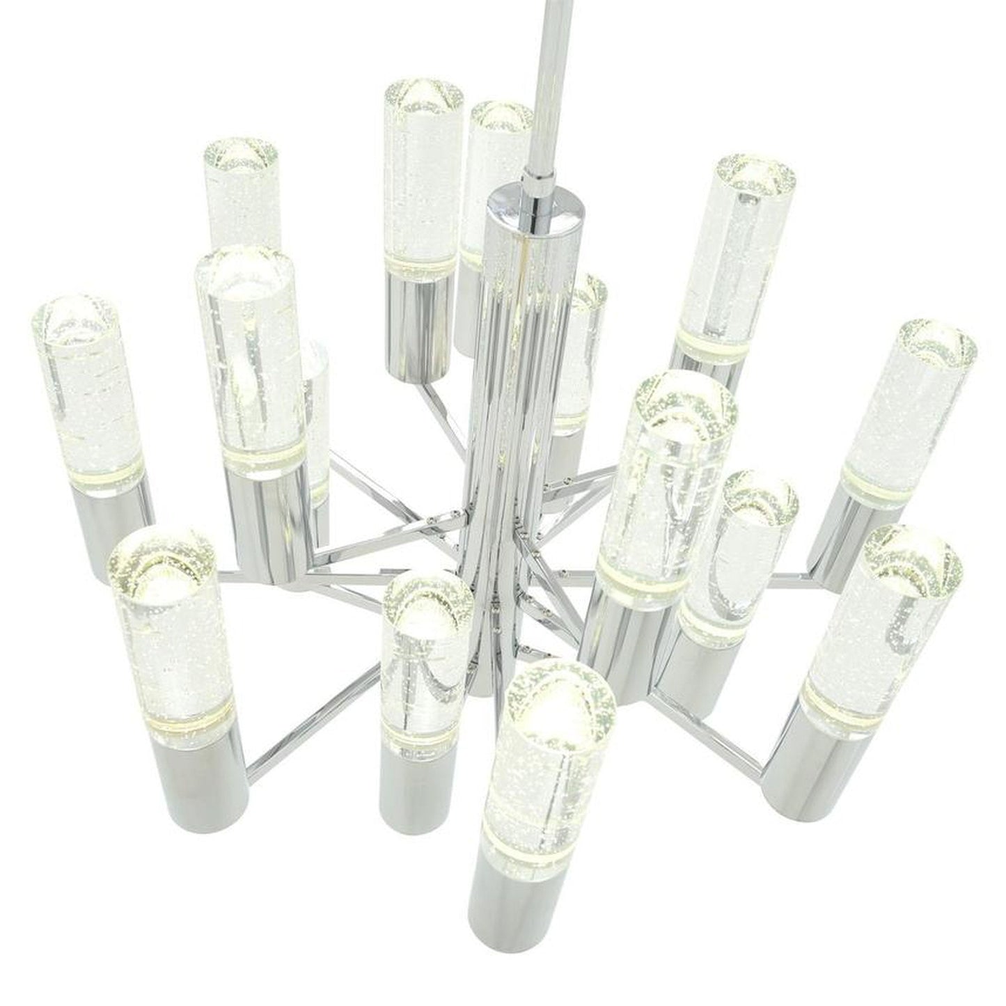 Finesse Decor Crystal Cylinders 24" Chrome Finish 16-Light LED Chandelier