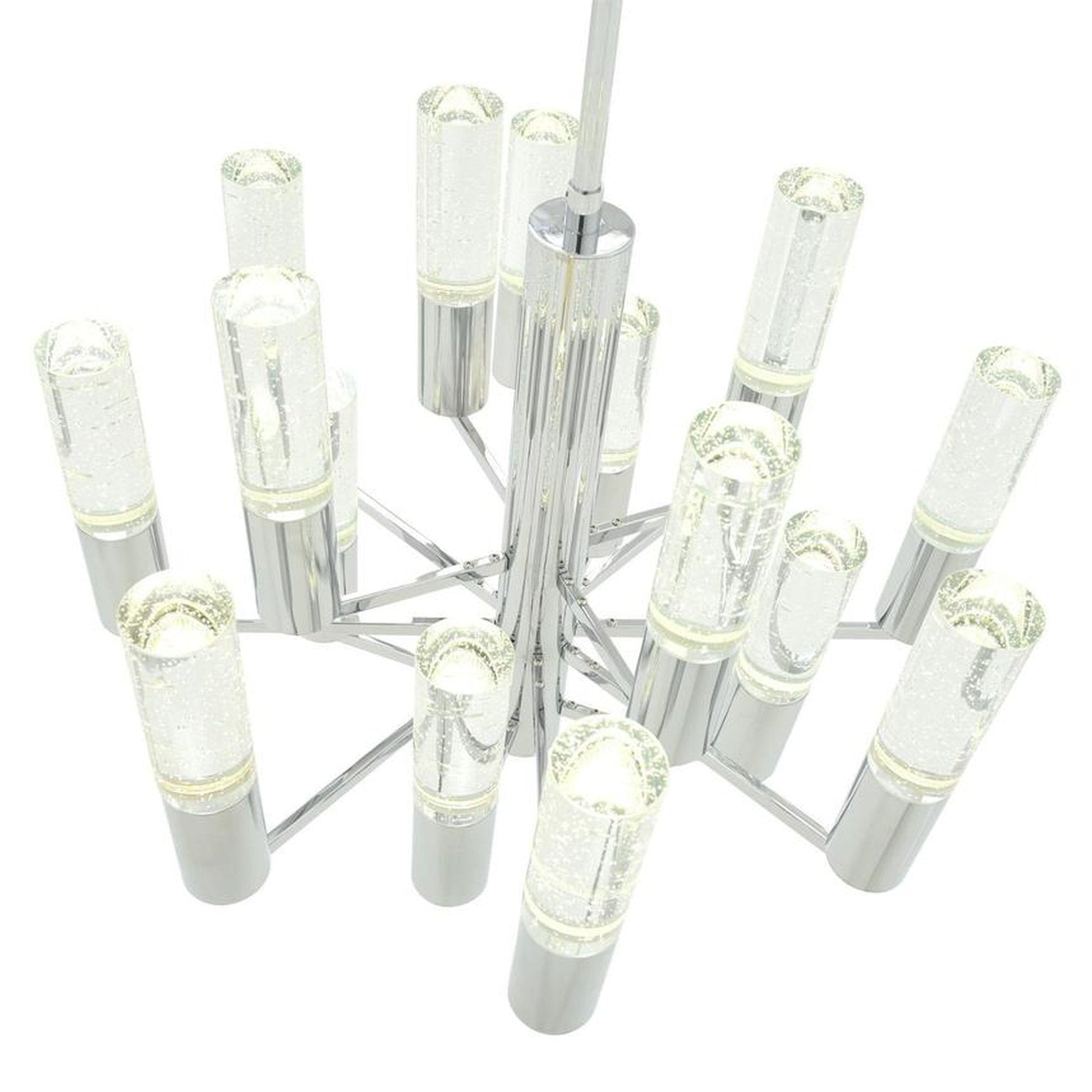 Finesse Decor Crystal Cylinders 24" Chrome Finish 16-Light LED Chandelier