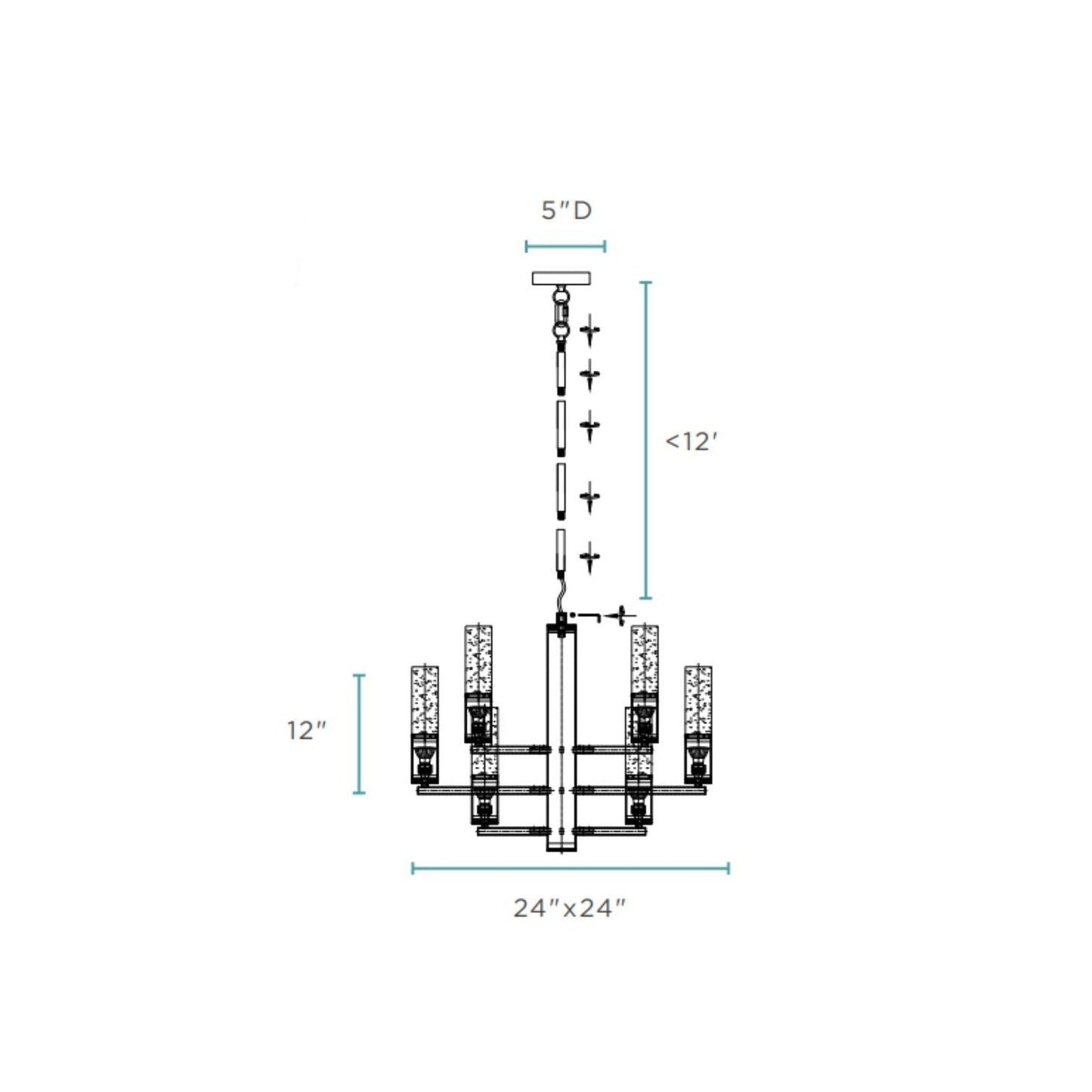 Finesse Decor Crystal Cylinders 24" Chrome Finish 16-Light LED Chandelier