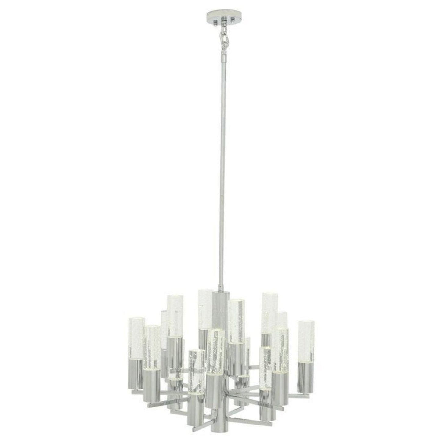 Finesse Decor Crystal Cylinders 24" Chrome Finish 16-Light LED Chandelier