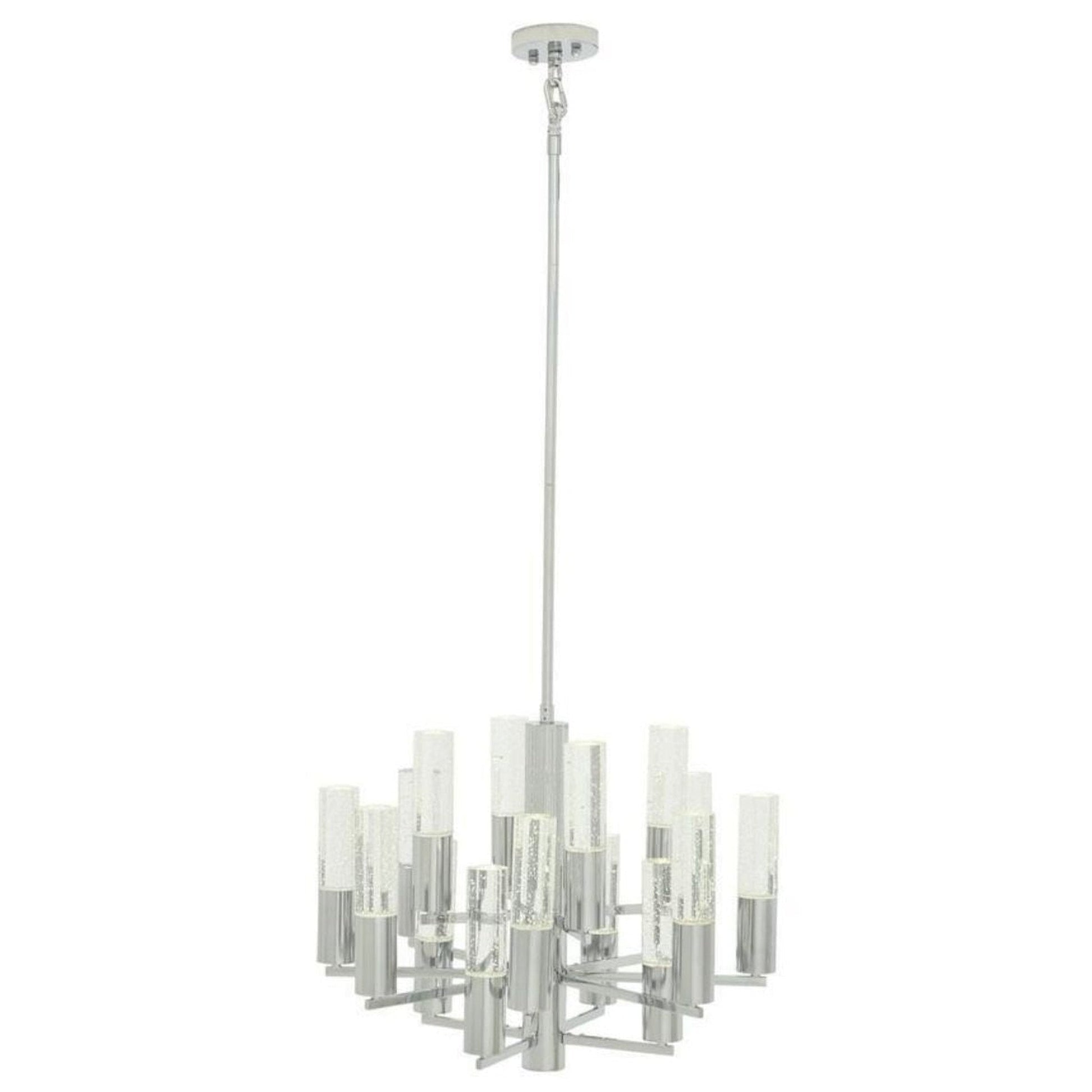 Finesse Decor Crystal Cylinders 24" Chrome Finish 16-Light LED Chandelier