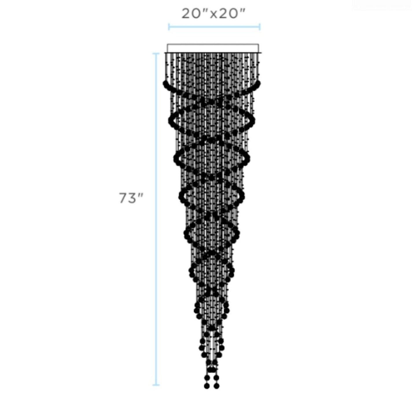 Finesse Decor Crystal Double Helix 20" W x 73" H Chrome Finish 7-Light LED Chandelier