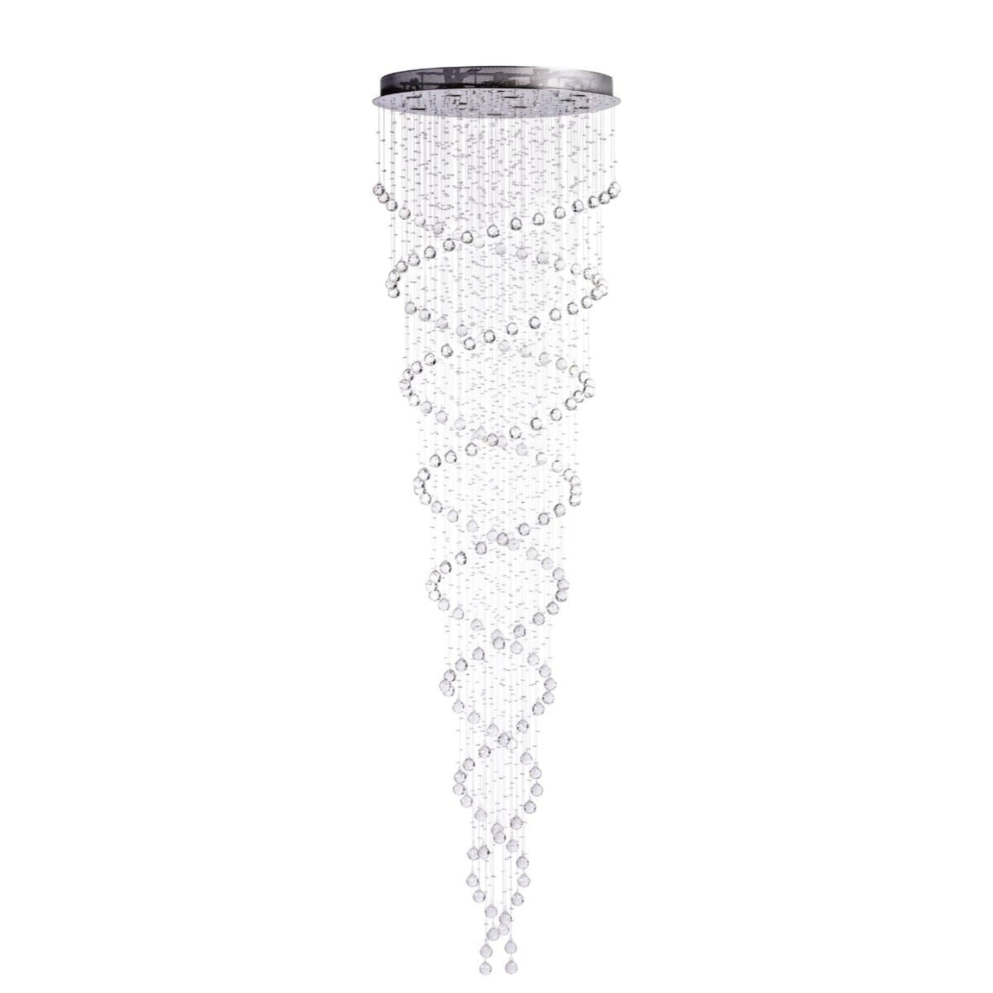 Finesse Decor Crystal Double Helix 32" Chrome Finish 12-Light LED Chandelier