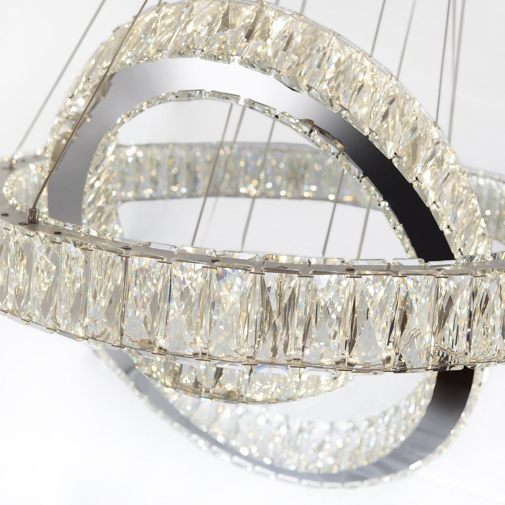 Finesse Decor Crystal Elegance 19" W x 6" H Chrome Aluminum Crystal 2-Light Oval Ring LED Chandelier