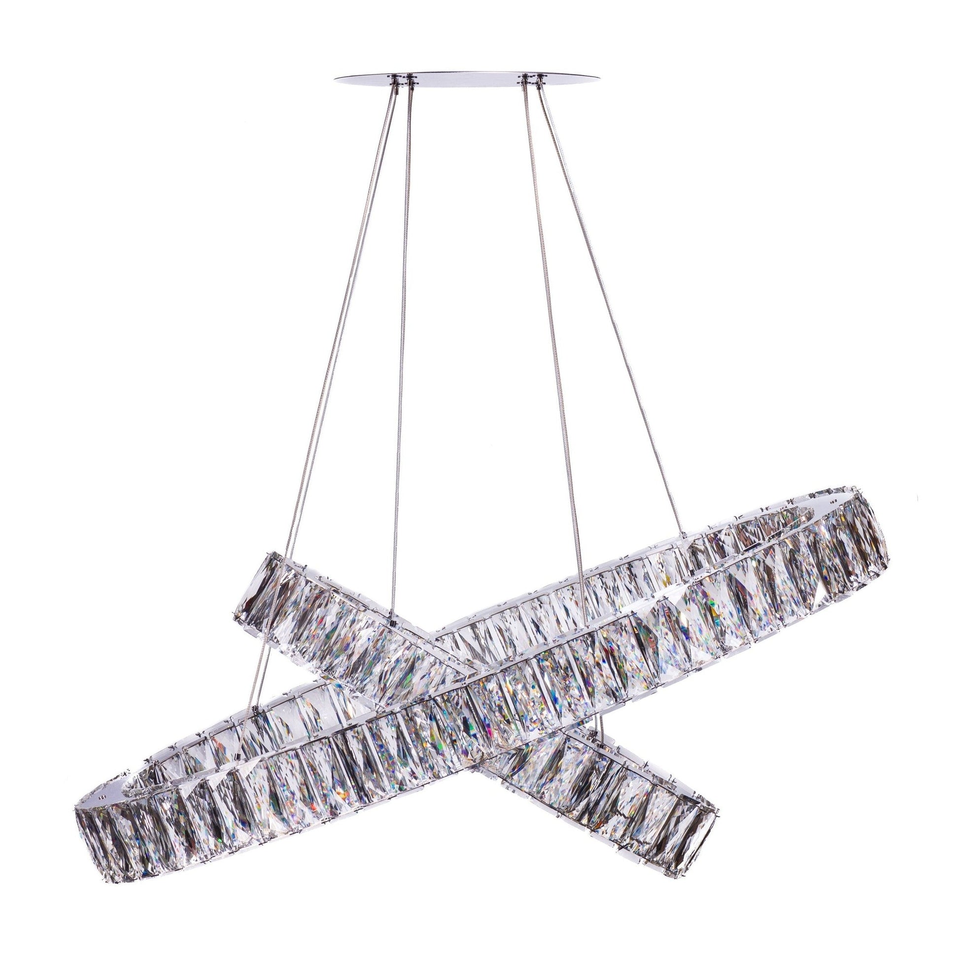 Finesse Decor Crystal Elegance 19" W x 6" H Chrome Aluminum Crystal 2-Light Oval Ring LED Chandelier