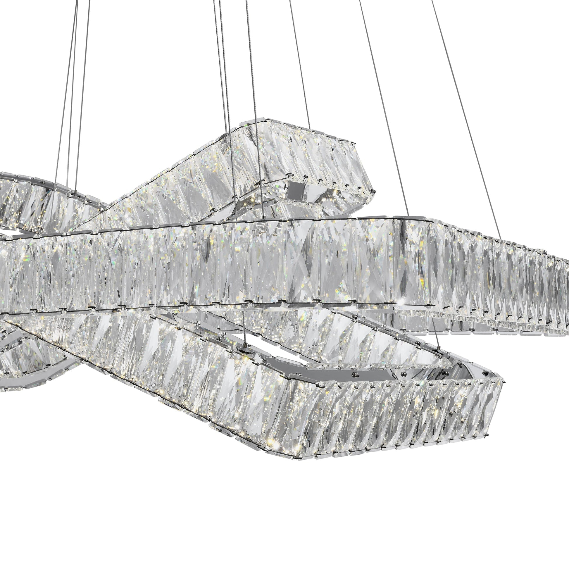 Finesse Decor Crystal Elegance 28" Chrome Finish 3-Light LED Chandelier