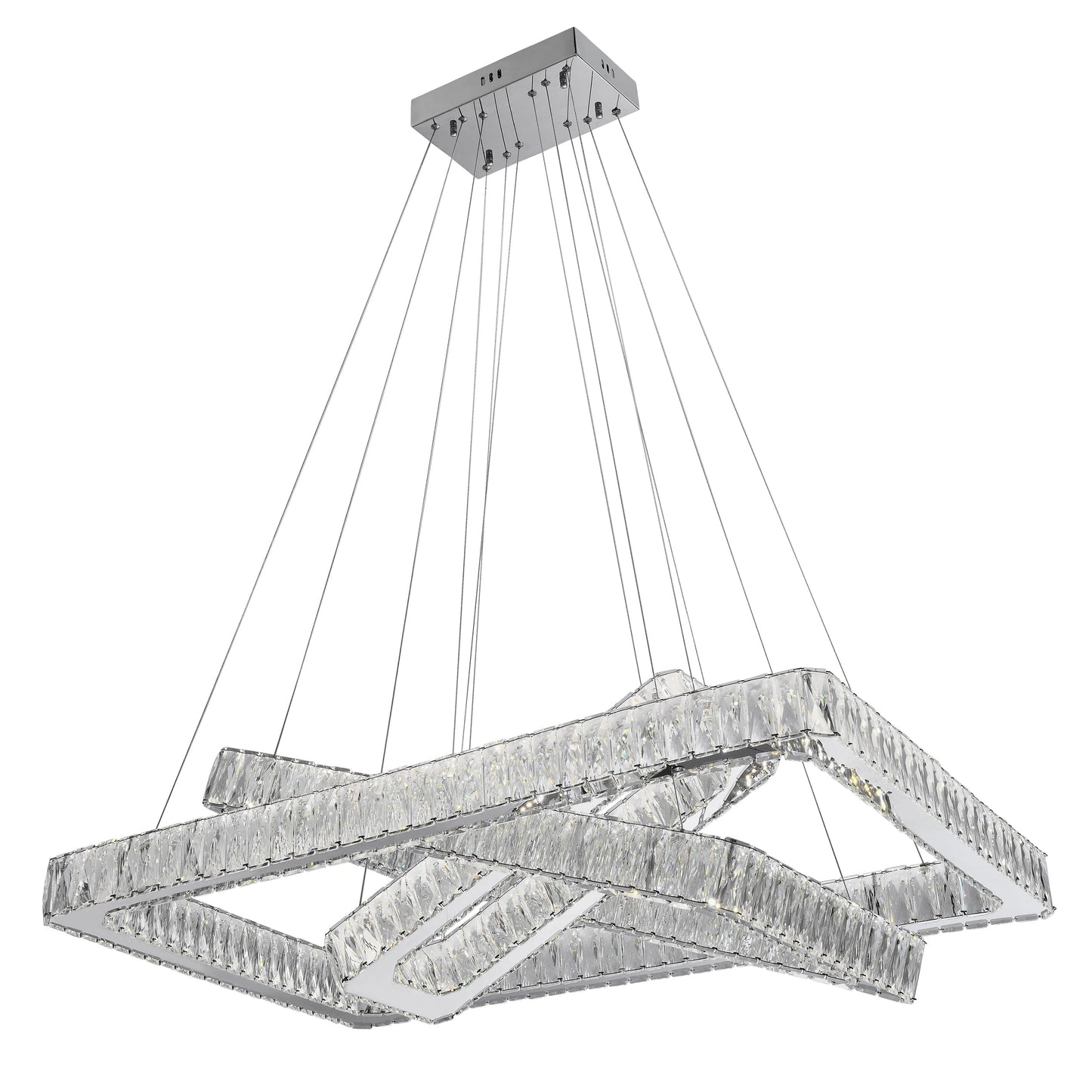 Finesse Decor Crystal Elegance 28" Chrome Finish 3-Light LED Chandelier