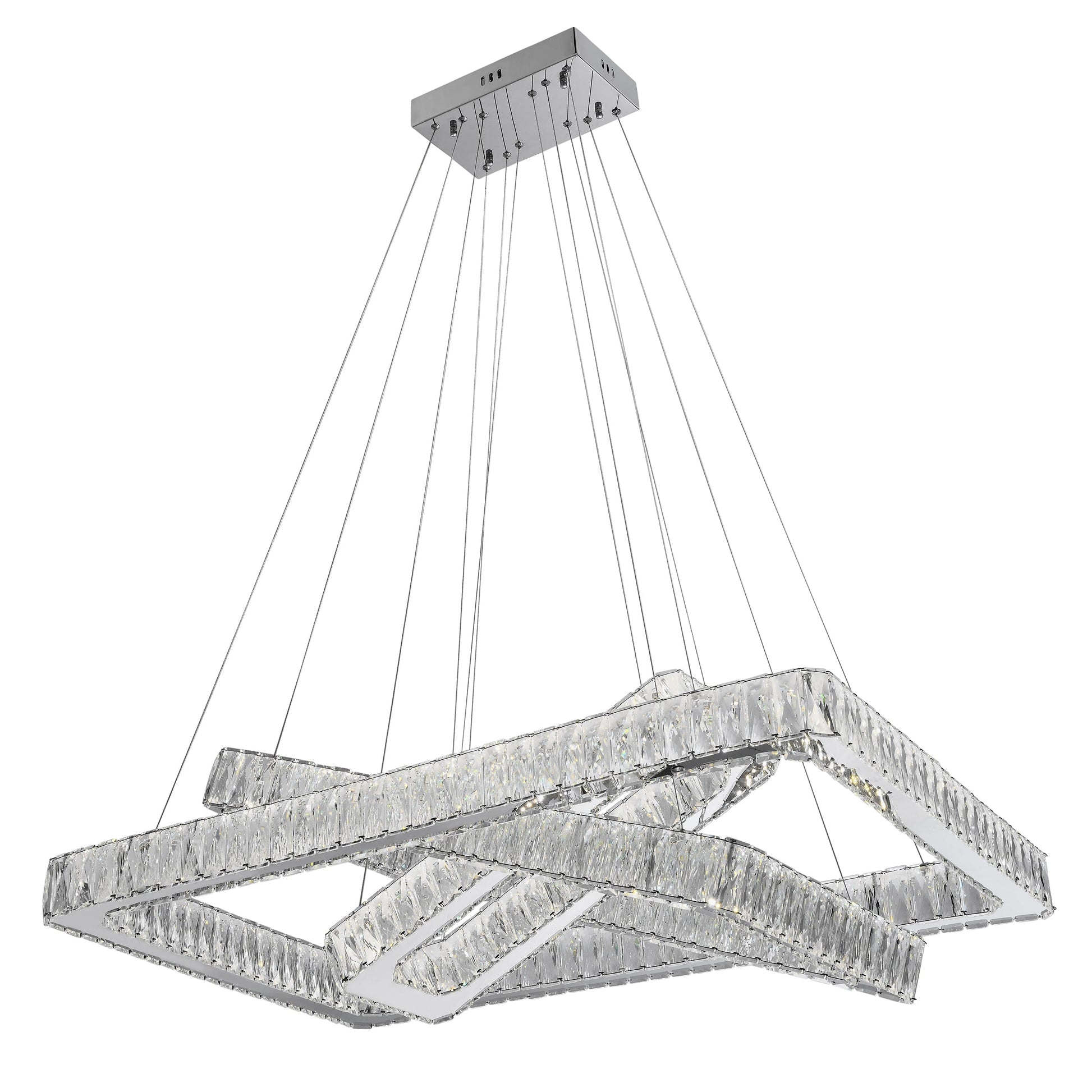 Finesse Decor Crystal Elegance 28" Chrome Finish 3-Light LED Chandelier