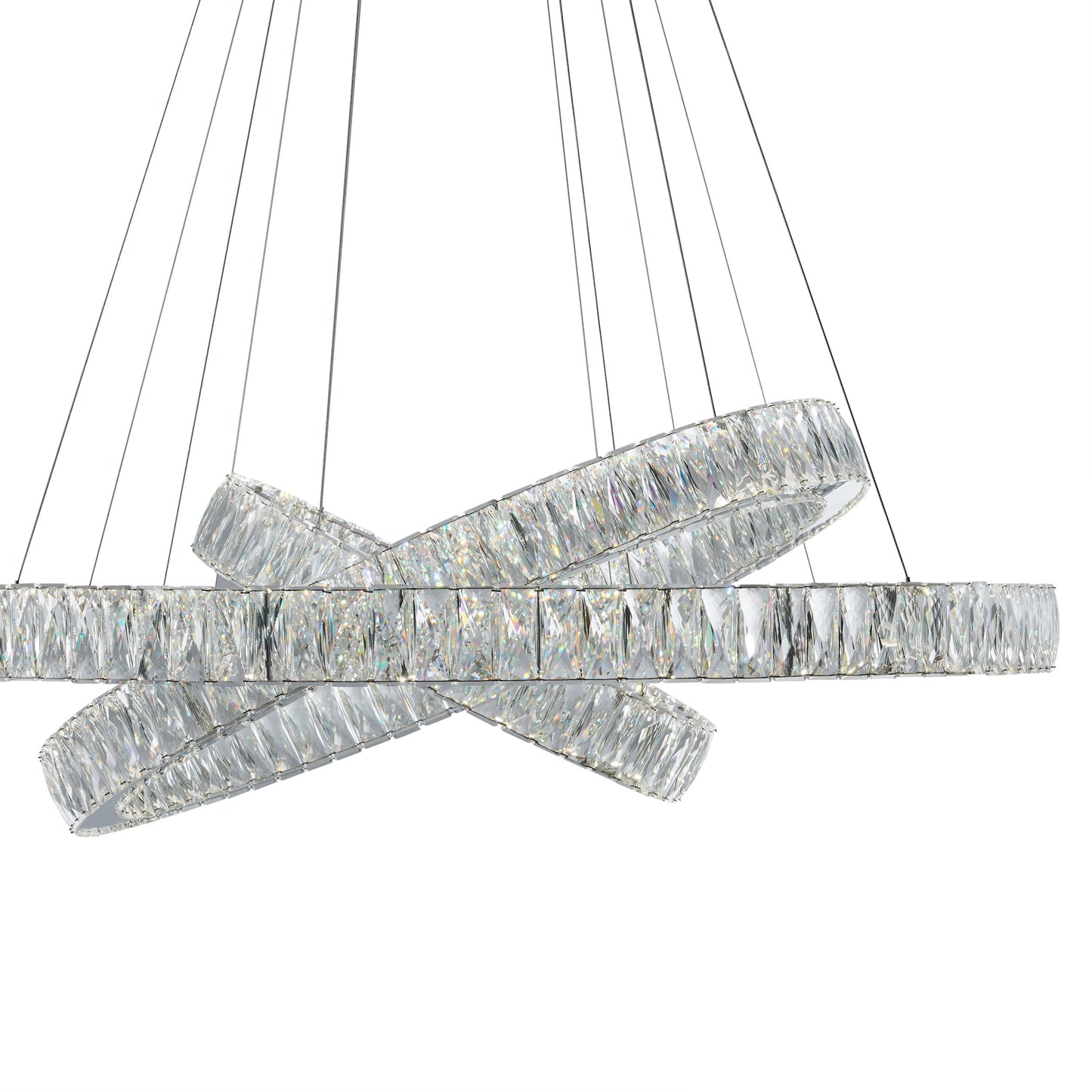 Finesse Decor Crystal Elegance 41" Chrome Finish 3-Light LED Chandelier