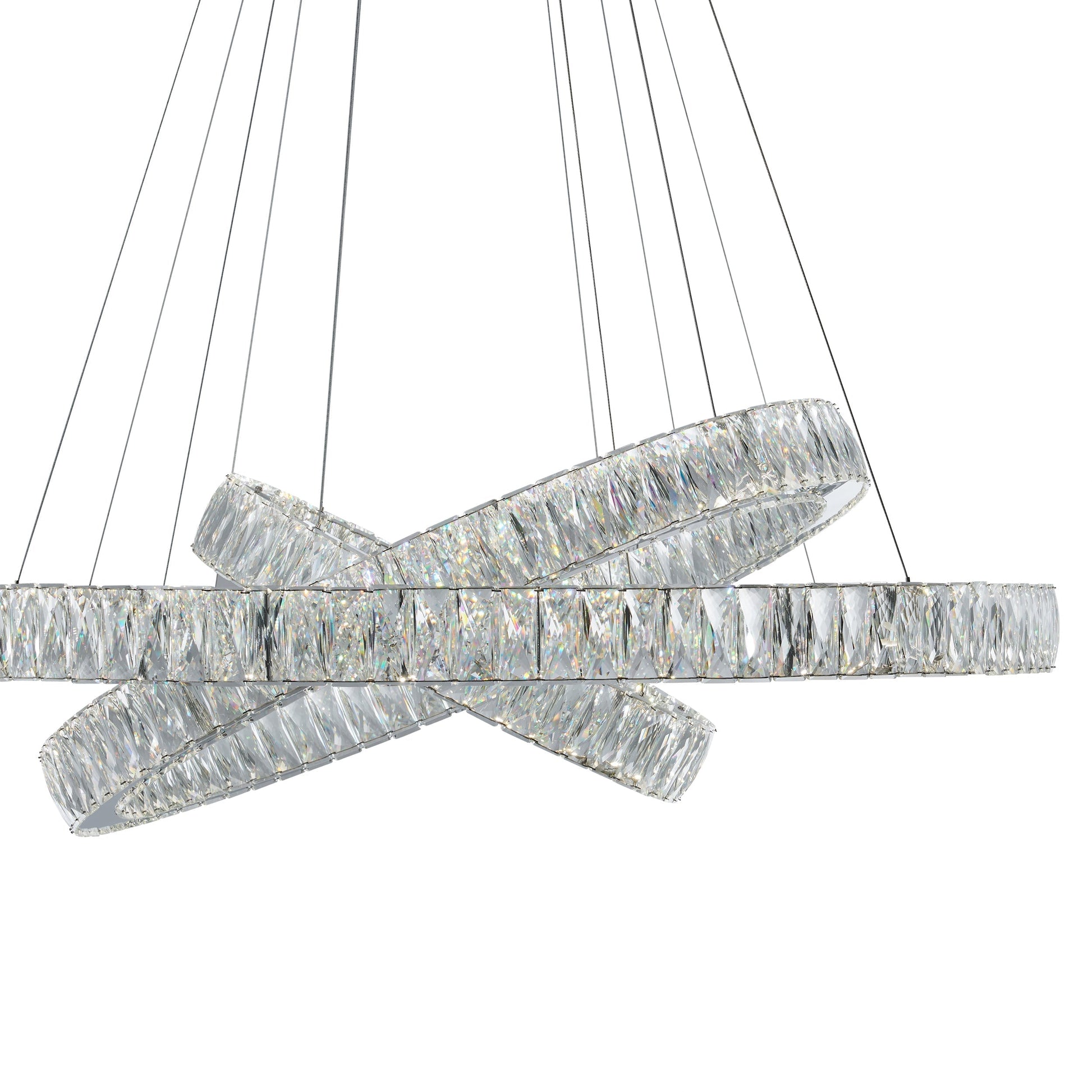 Finesse Decor Crystal Elegance 41" Chrome Finish 3-Light LED Chandelier