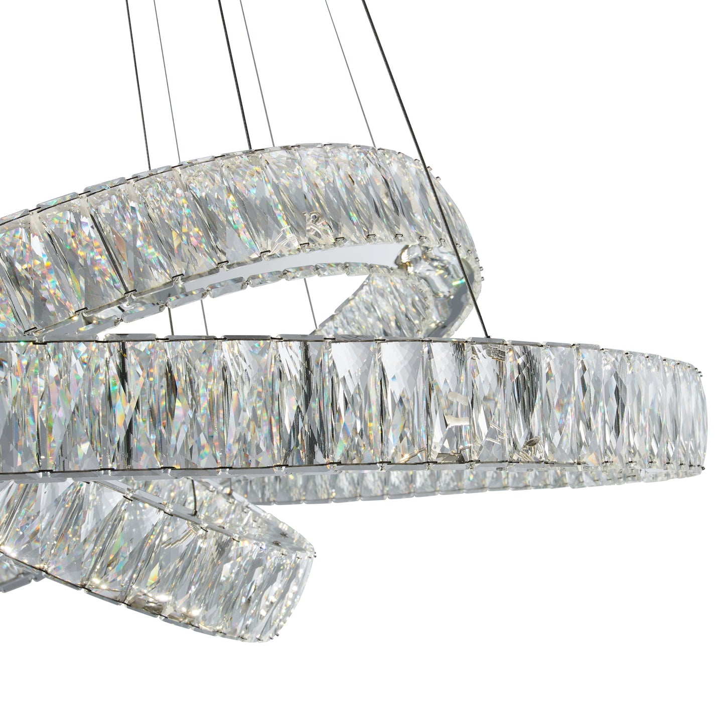 Finesse Decor Crystal Elegance 41" Chrome Finish 3-Light LED Chandelier