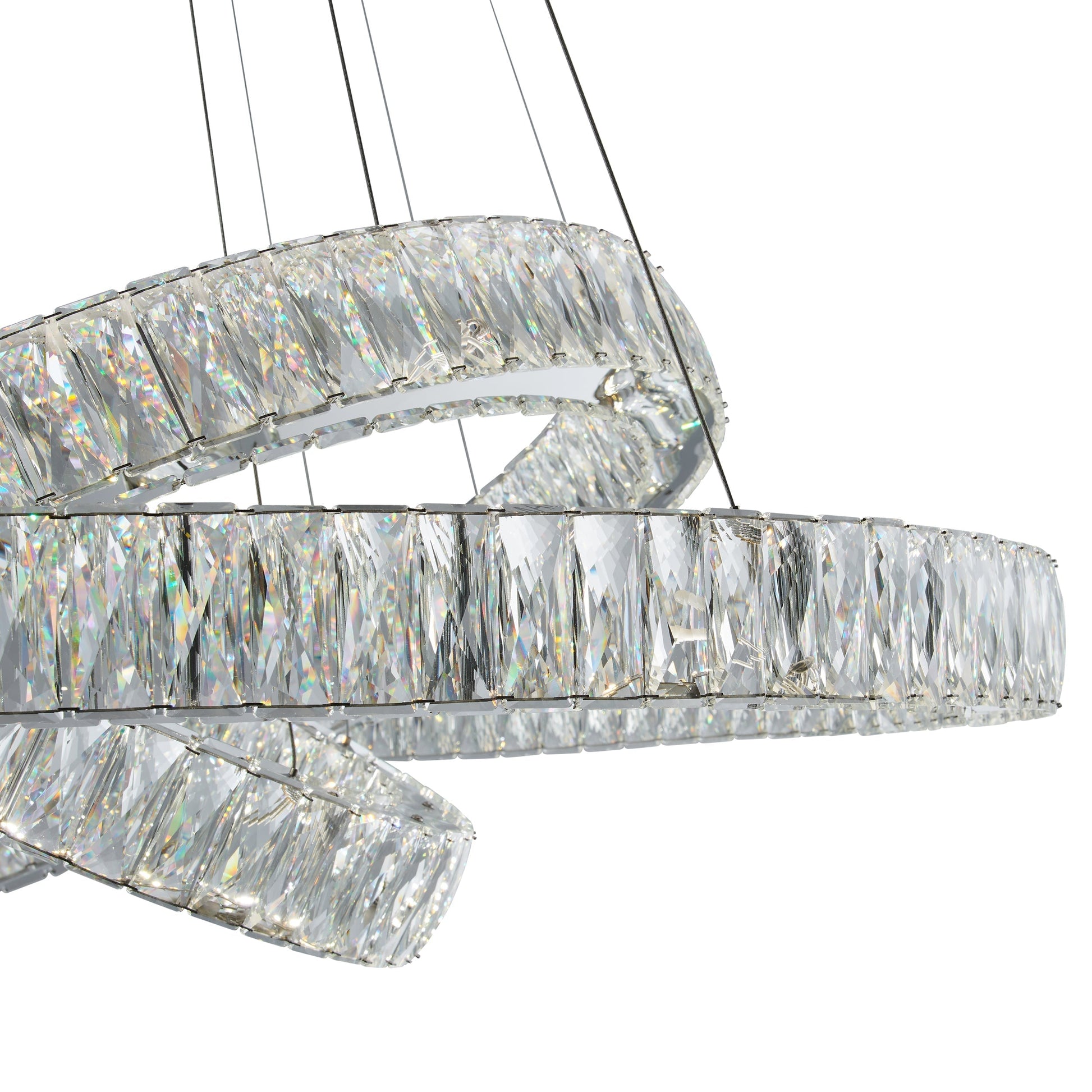 Finesse Decor Crystal Elegance 41" Chrome Finish 3-Light LED Chandelier