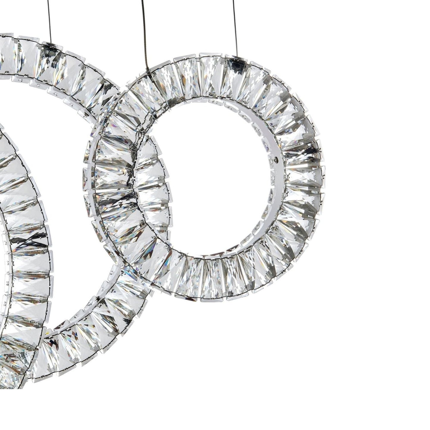 Finesse Decor Crystal Progression 8" Chrome Finish 5-Light Hoop LED Chandelier