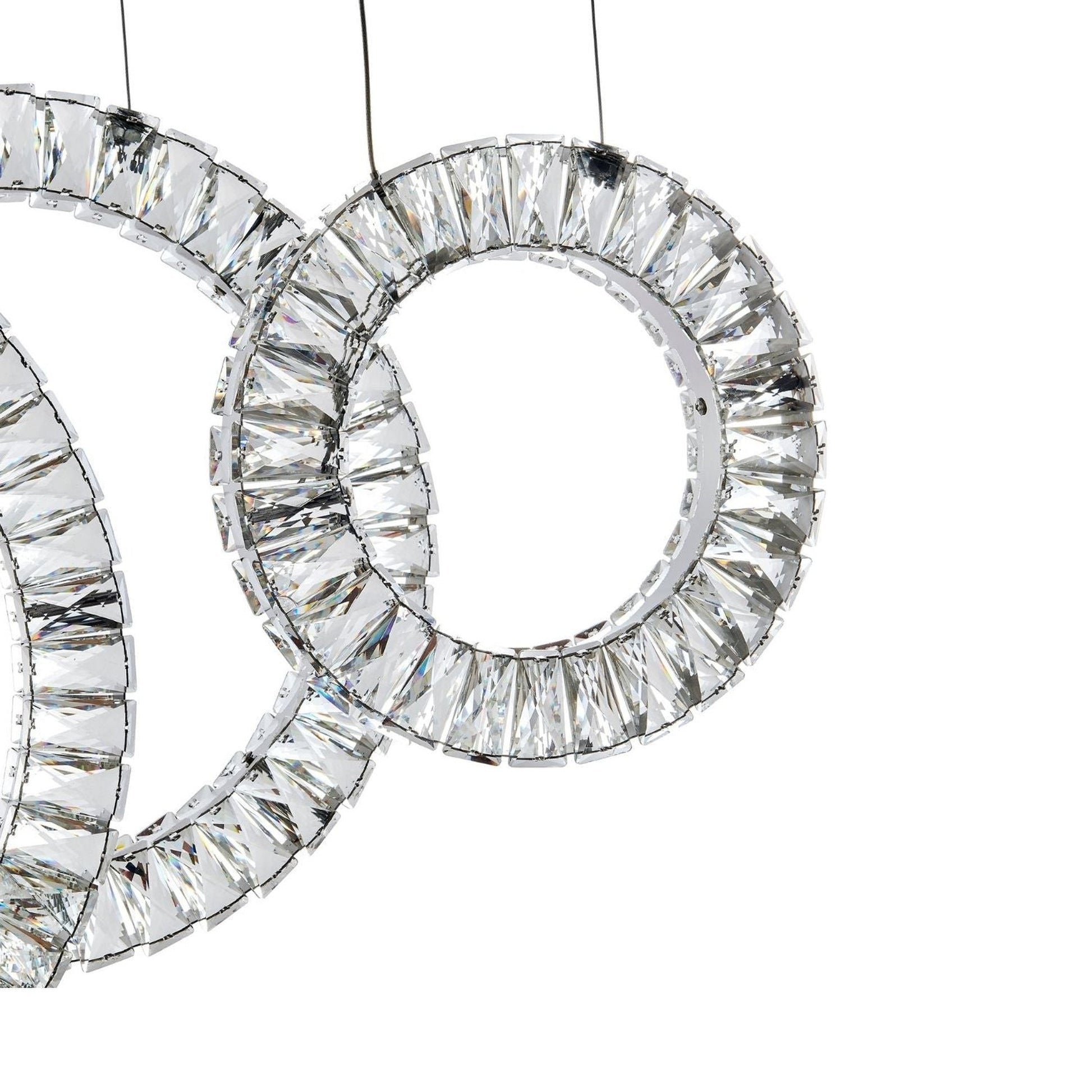 Finesse Decor Crystal Progression 8" Chrome Finish 5-Light Hoop LED Chandelier
