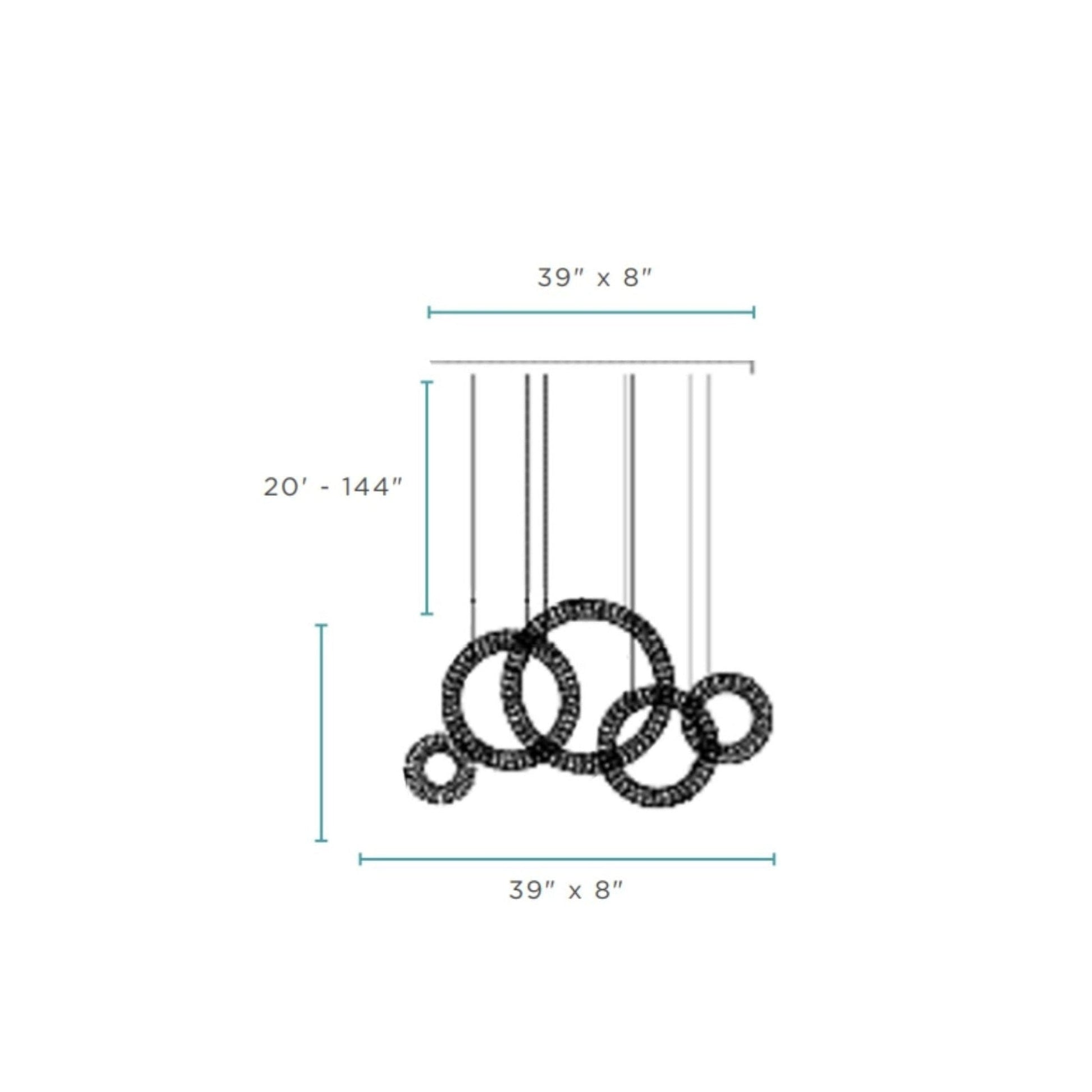 Finesse Decor Crystal Progression 8" Chrome Finish 5-Light Hoop LED Chandelier