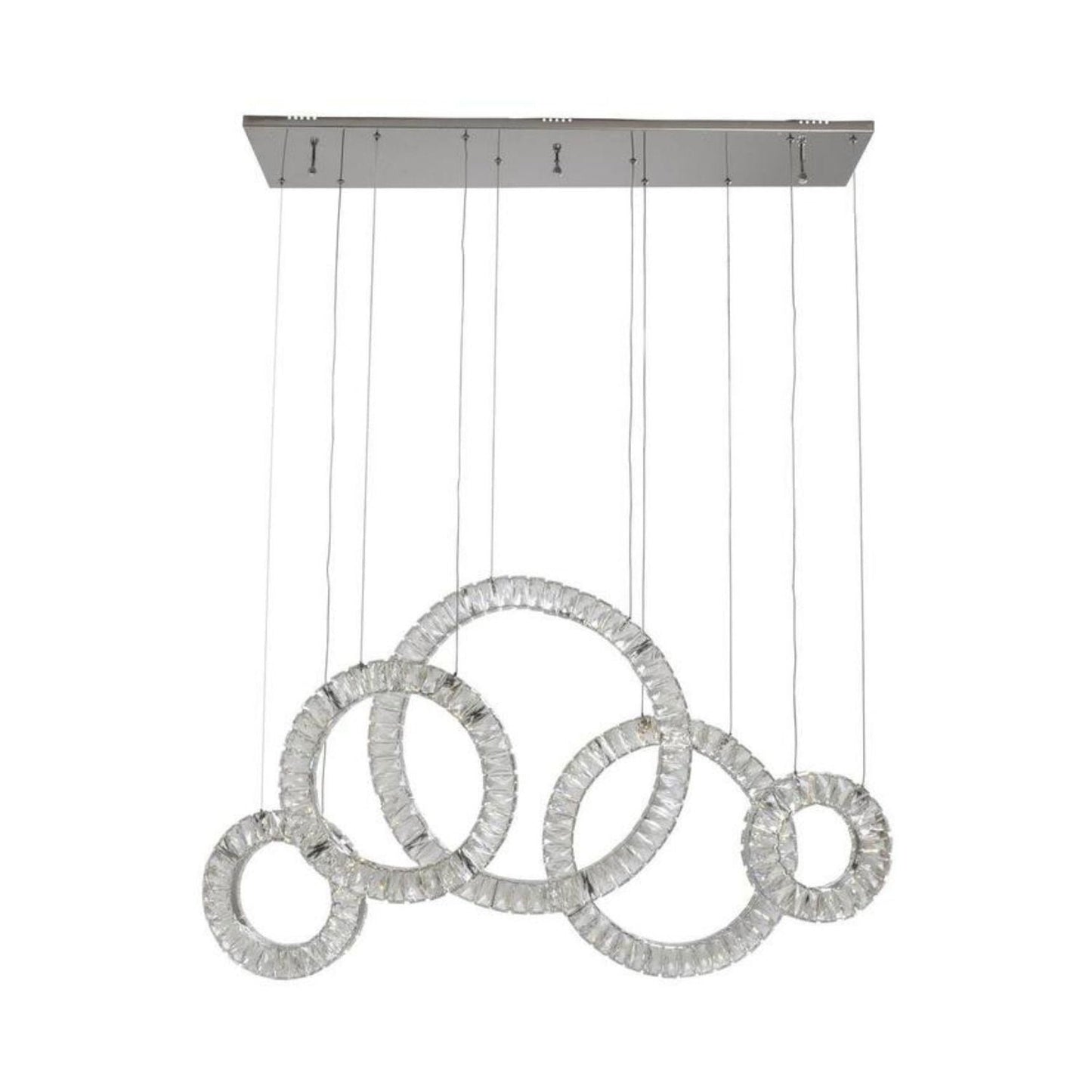 Finesse Decor Crystal Progression 8" Chrome Finish 5-Light Hoop LED Chandelier