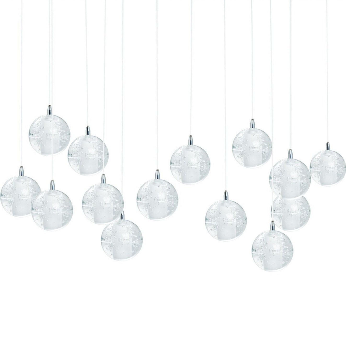 Finesse Decor Crystal Sphere 12" Chrome Finish 14-Light LED Chandelier