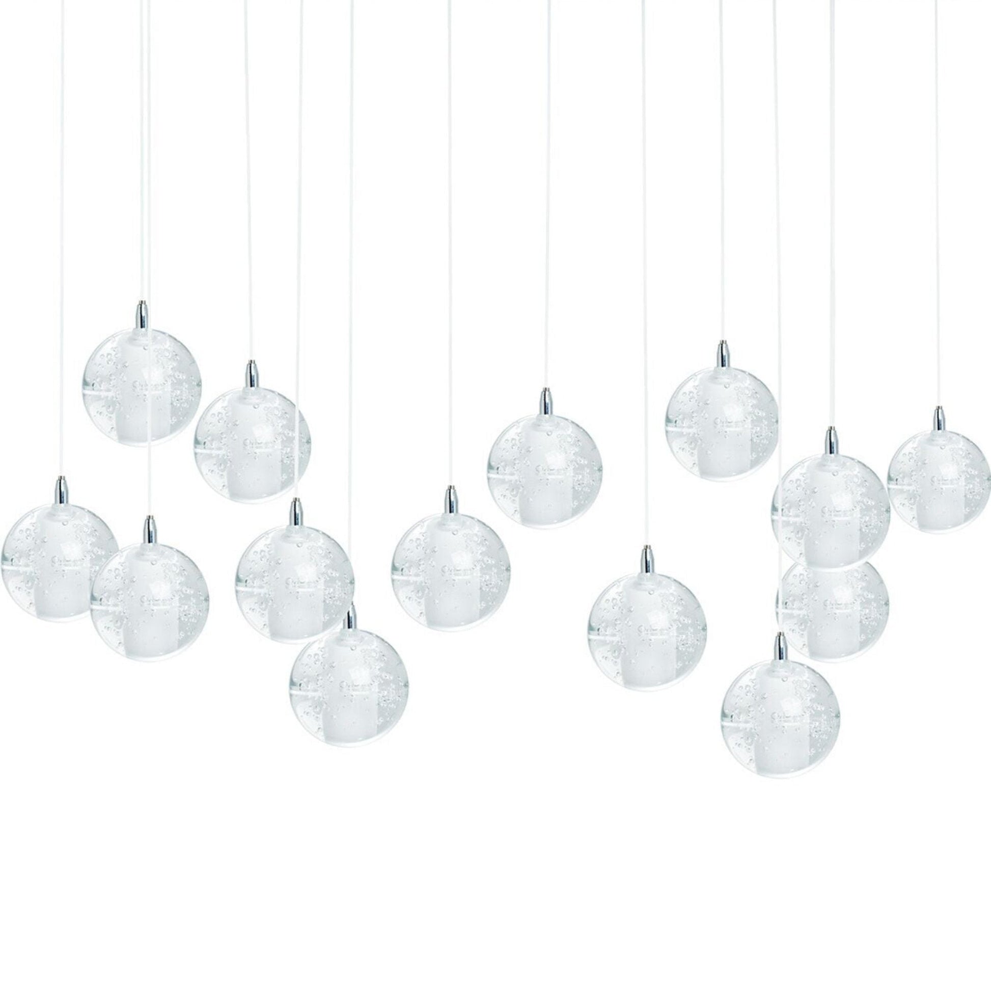 Finesse Decor Crystal Sphere 12" Chrome Finish 14-Light LED Chandelier