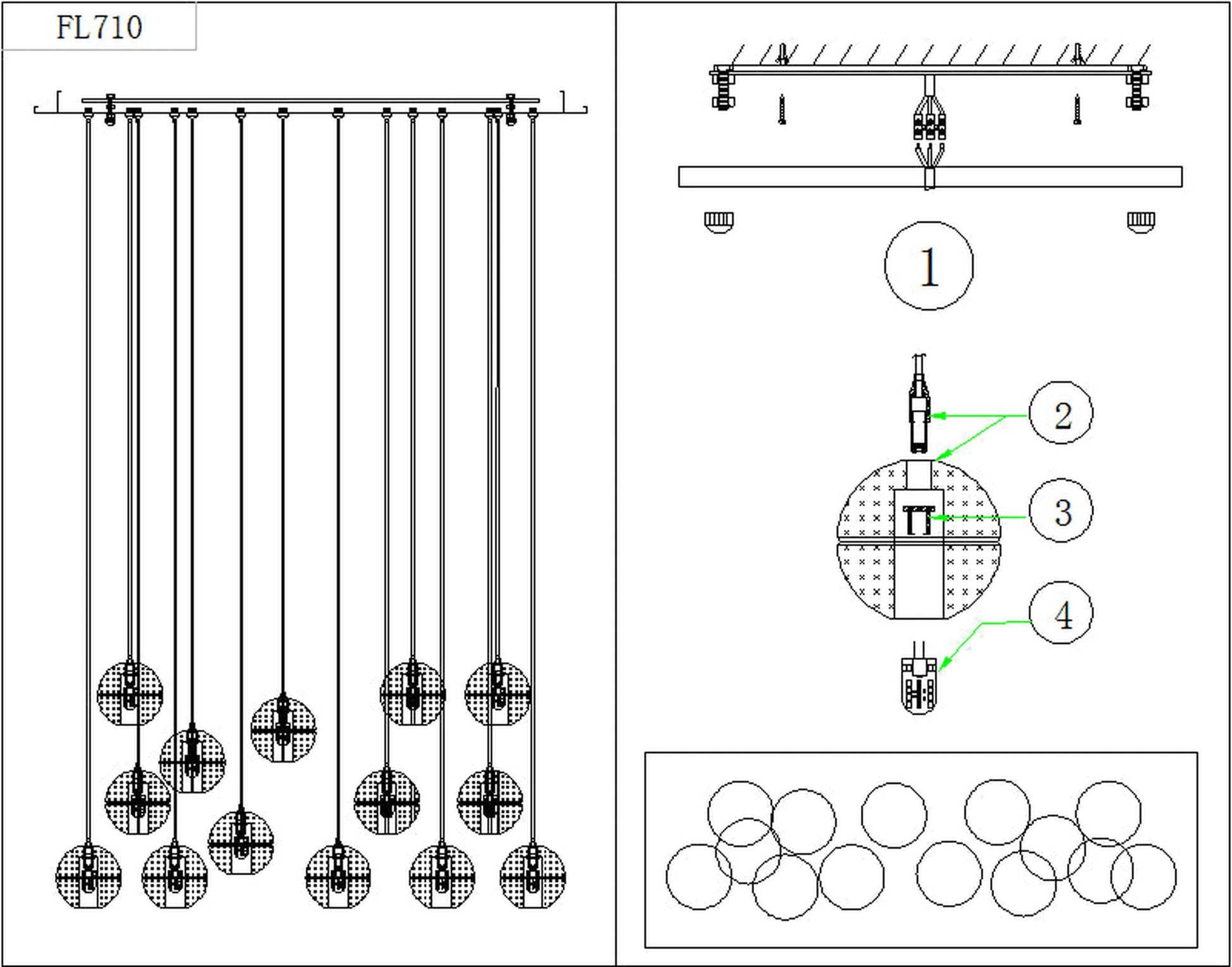Finesse Decor Crystal Sphere 12" Chrome Finish 14-Light LED Chandelier