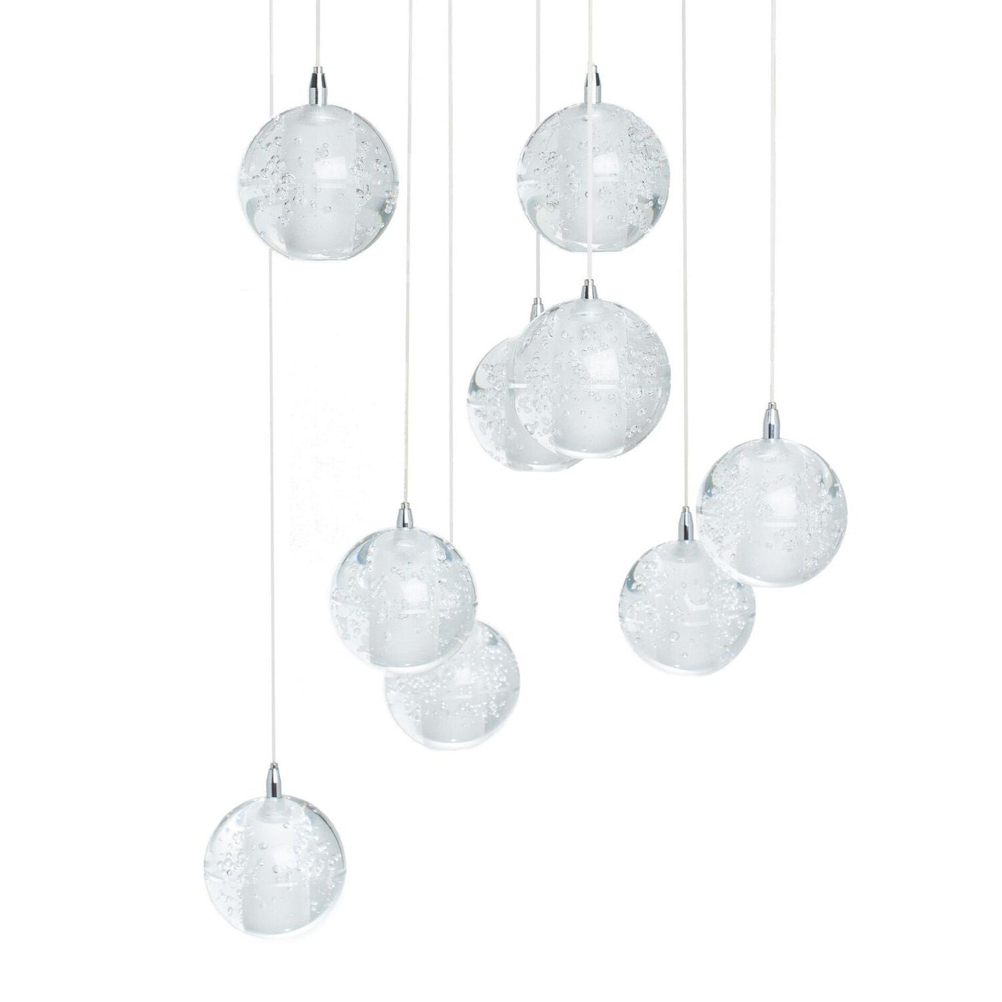 Finesse Decor Crystal Sphere 18" Chrome Finish 9-Light LED Round Canopy Chandelier