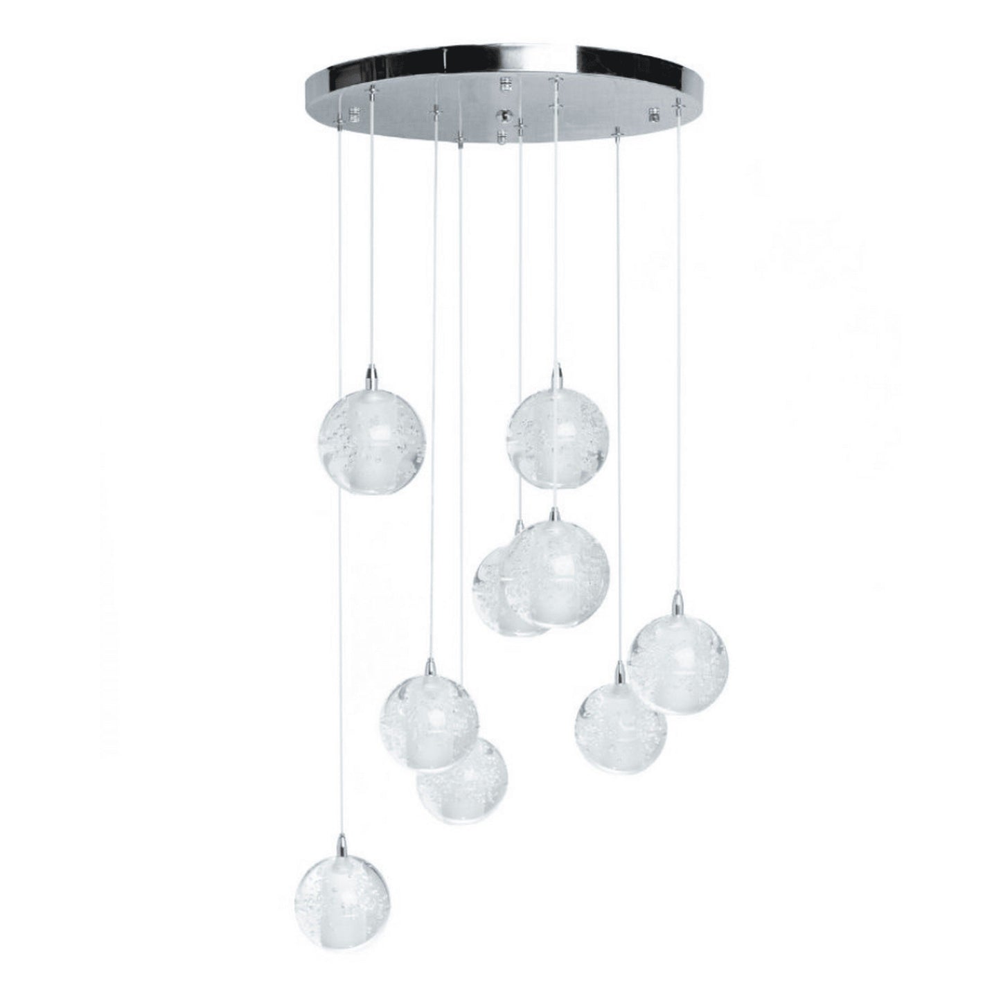 Finesse Decor Crystal Sphere 18" Chrome Finish 9-Light LED Round Canopy Chandelier
