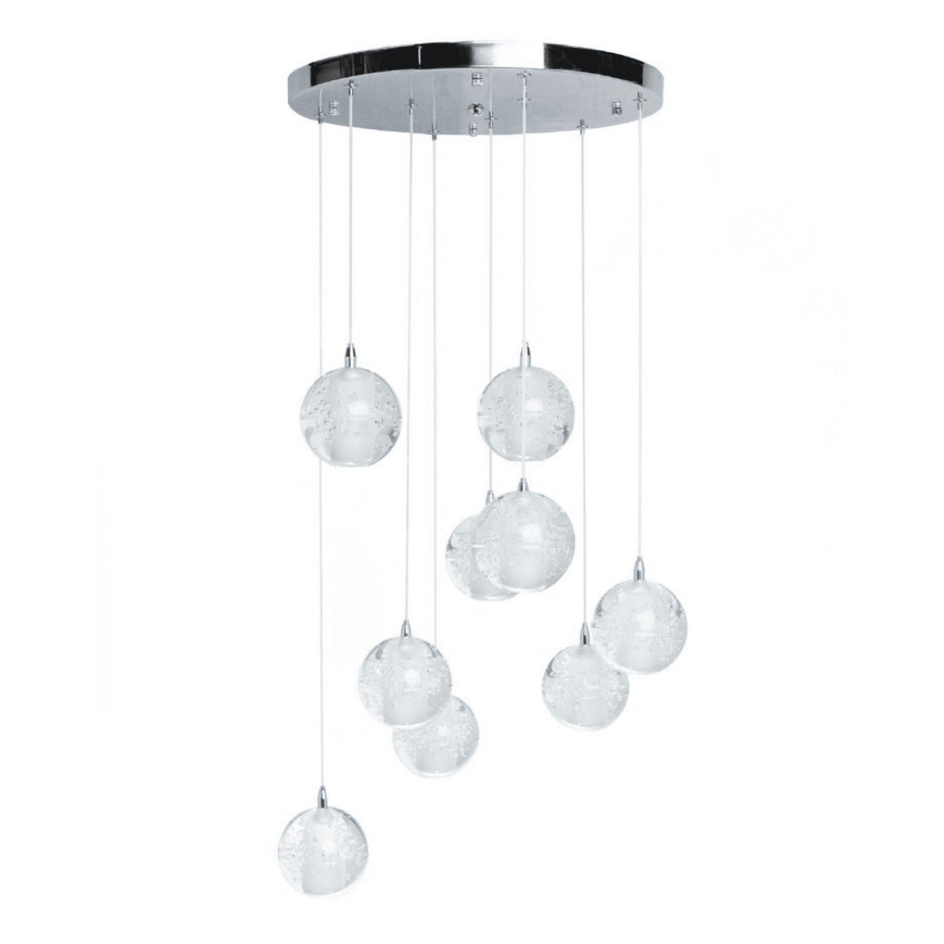 Finesse Decor Crystal Sphere 18" Chrome Finish 9-Light LED Round Canopy Chandelier