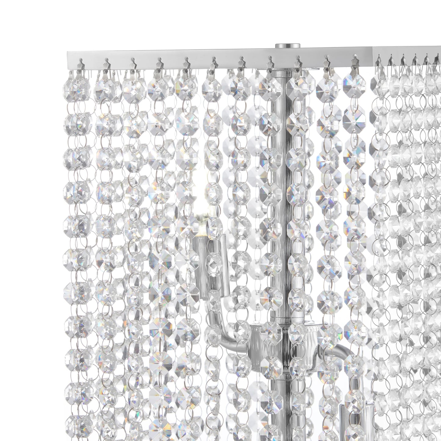 Finesse Decor Crystal Strand 7" W x 17" H Chrome Finish 2-Light LED Table Lamp