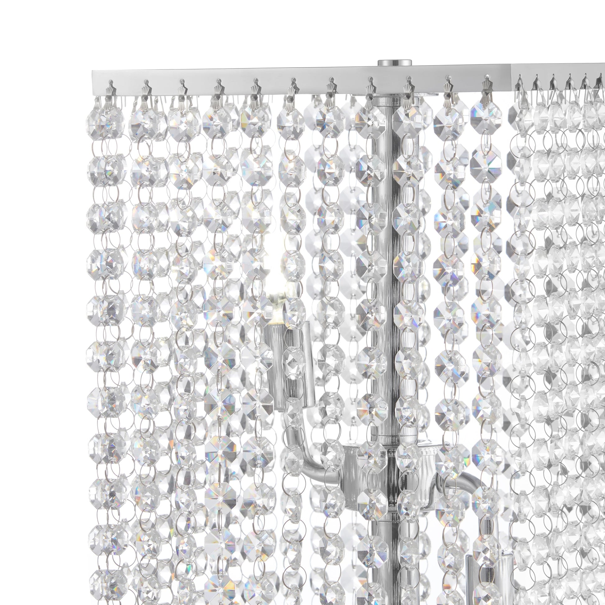 Finesse Decor Crystal Strand 7" W x 17" H Chrome Finish 2-Light LED Table Lamp