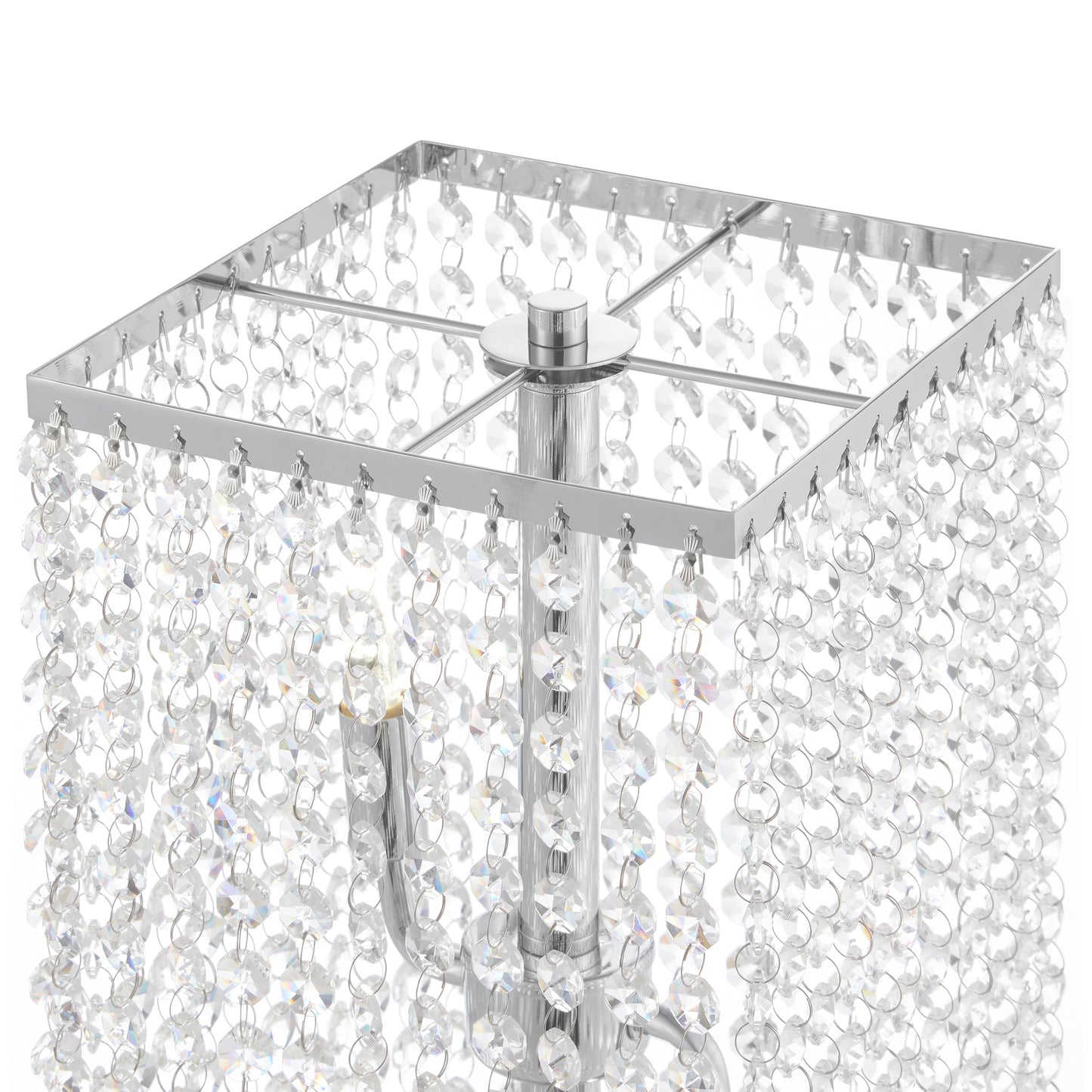 Finesse Decor Crystal Strand 7" W x 17" H Chrome Finish 2-Light LED Table Lamp