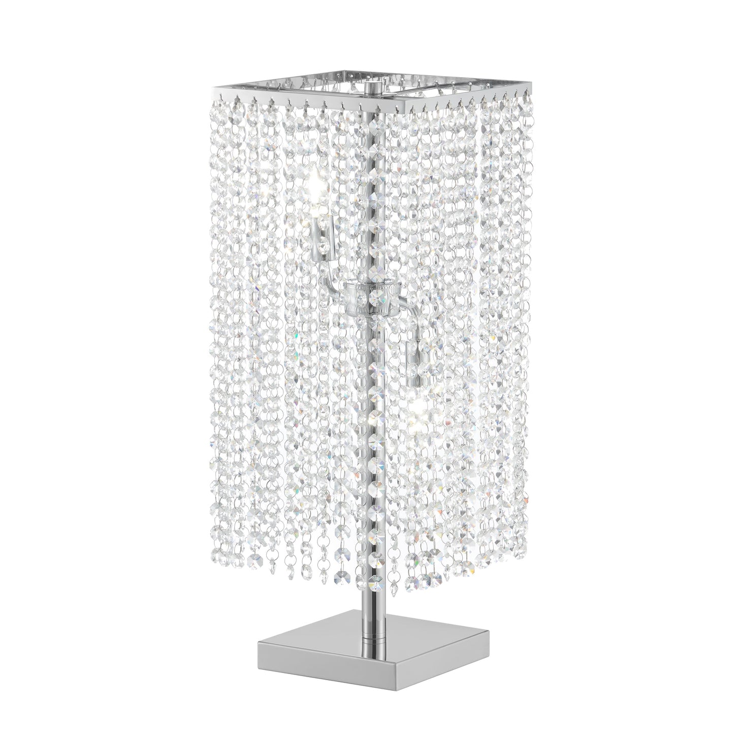 Finesse Decor Crystal Strand 7" W x 17" H Chrome Finish 2-Light LED Table Lamp