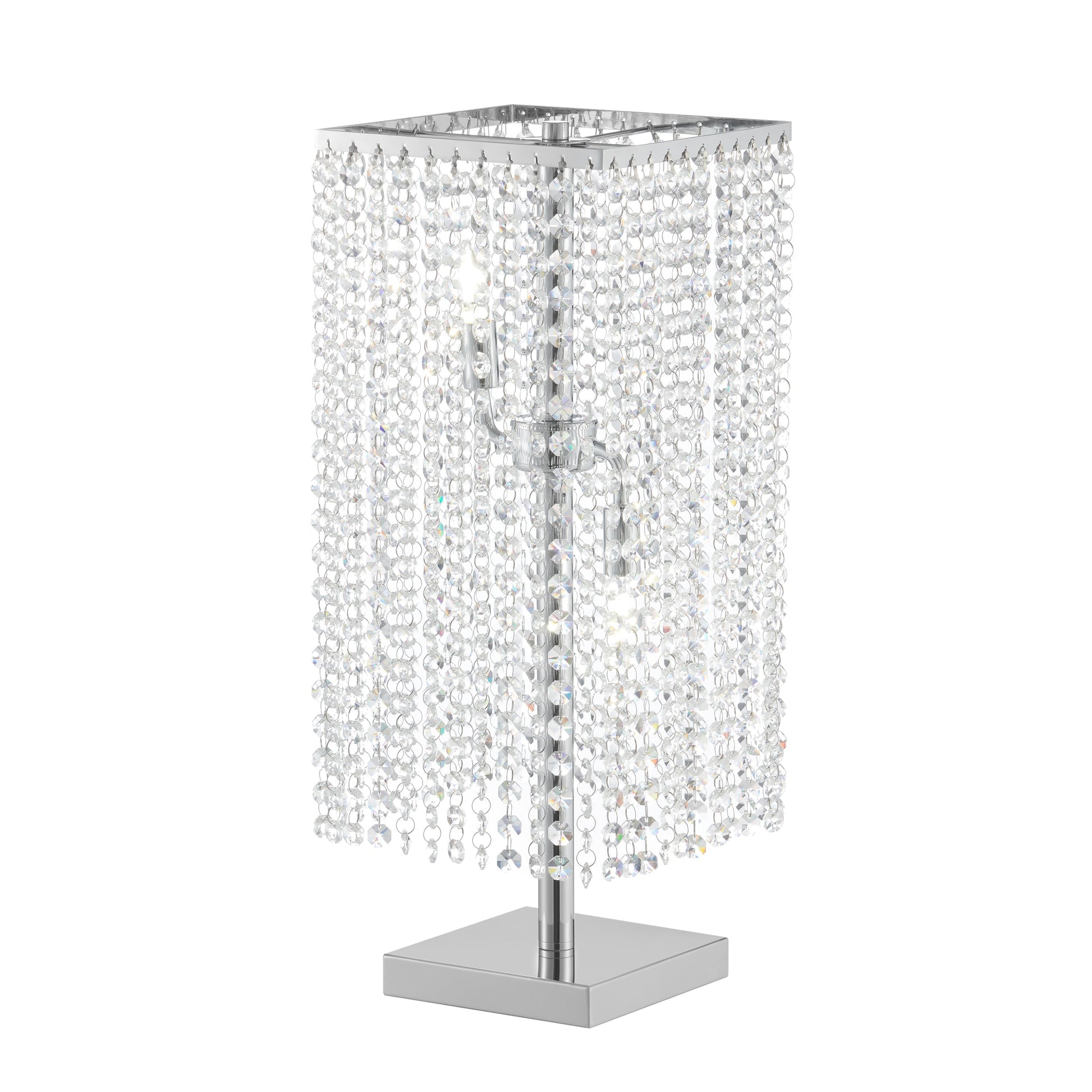 Finesse Decor Crystal Strand 7" W x 17" H Chrome Finish 2-Light LED Table Lamp