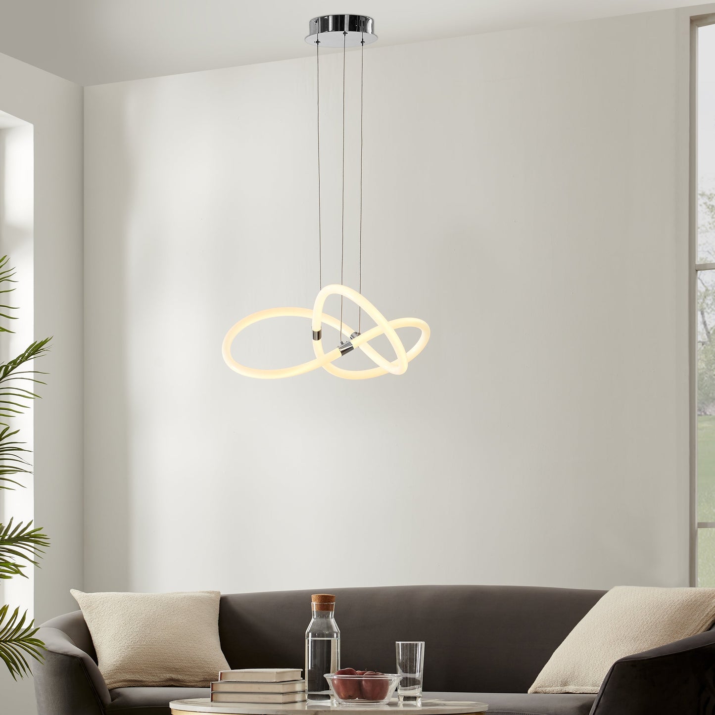 Finesse Decor Daisy 24" Chrome Finish 1-Light LED Chandelier