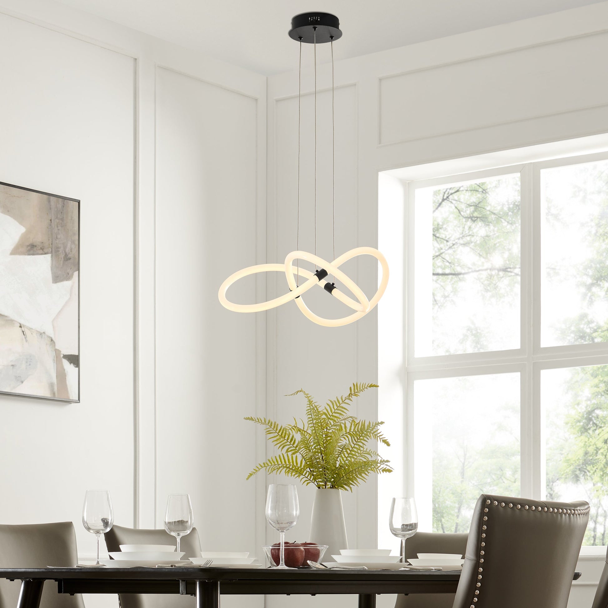 Finesse Decor Daisy 24" Matte Black Finish 1-Light LED Chandelier