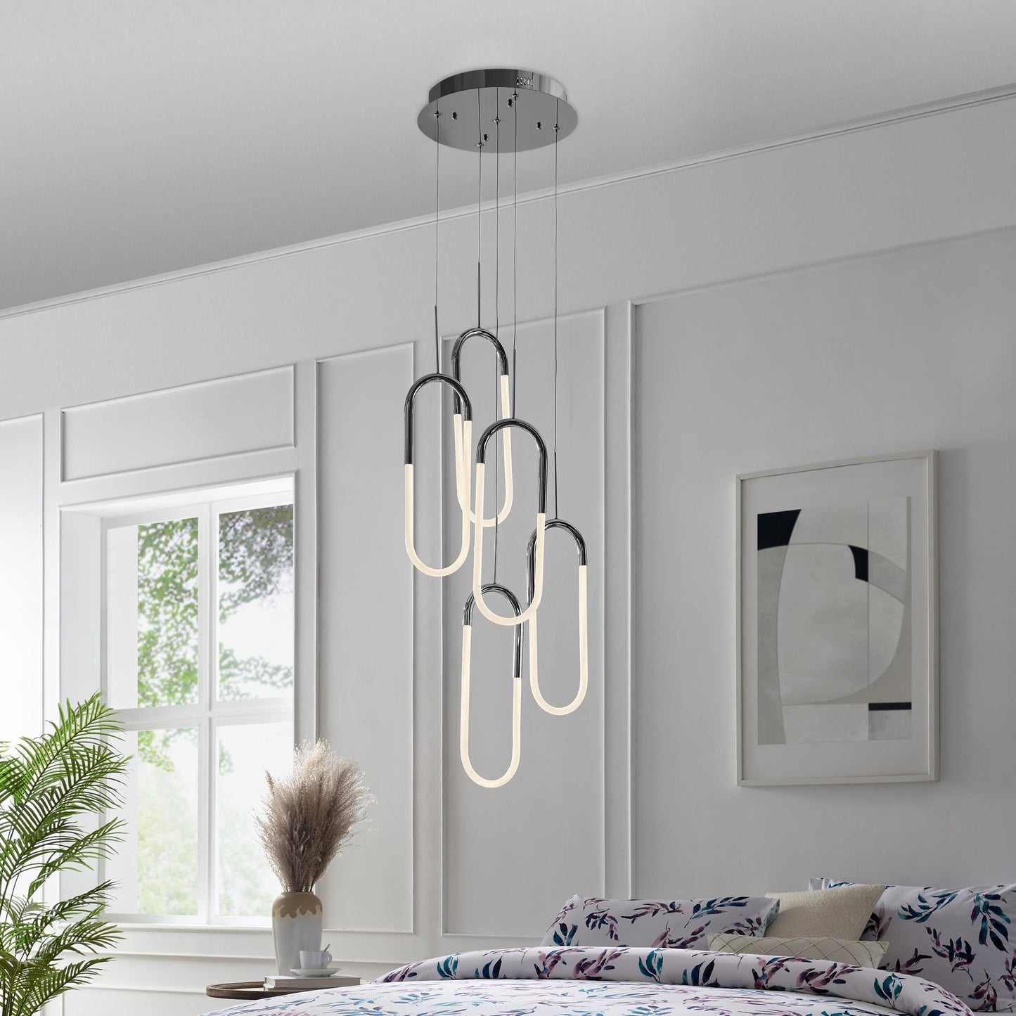 Finesse Decor Five Clips 14" Chrome Finish 5-Light LED Chandelier