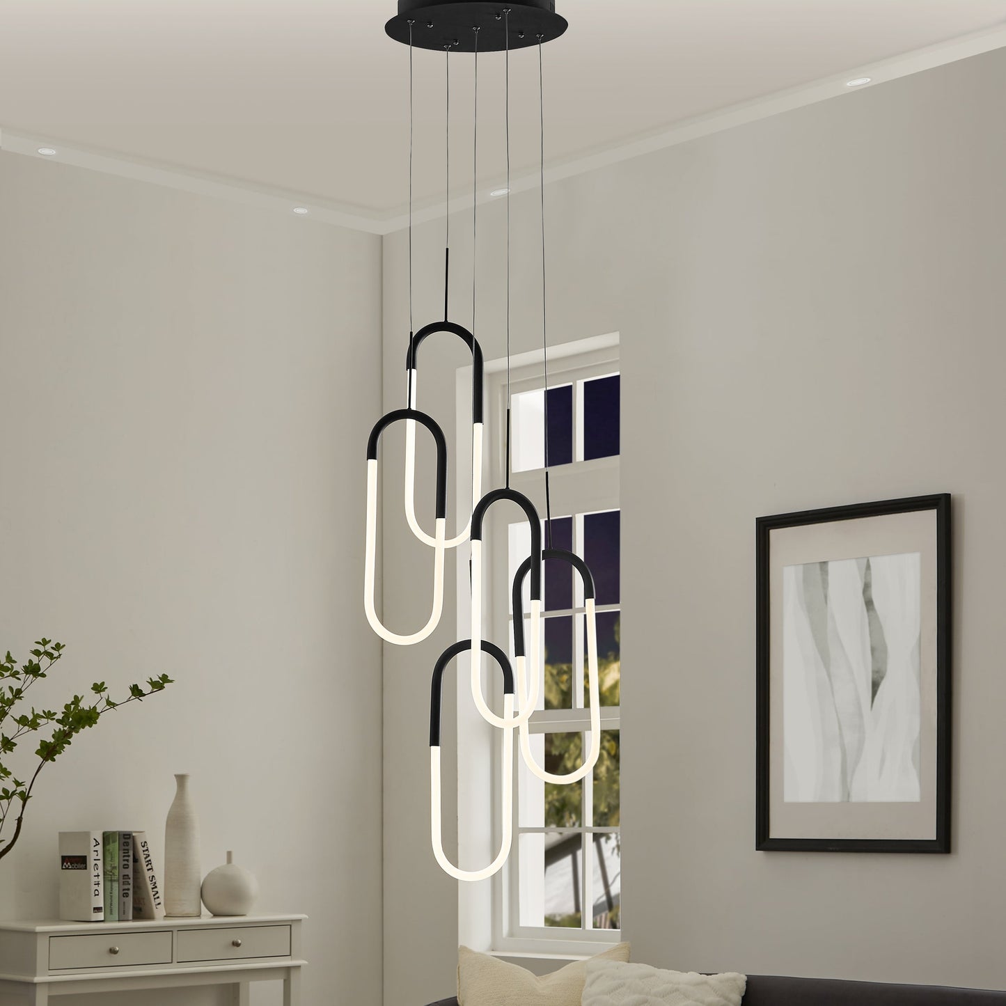 Finesse Decor Five Clips 14" Matte Black Finish 5-Light LED Chandelier