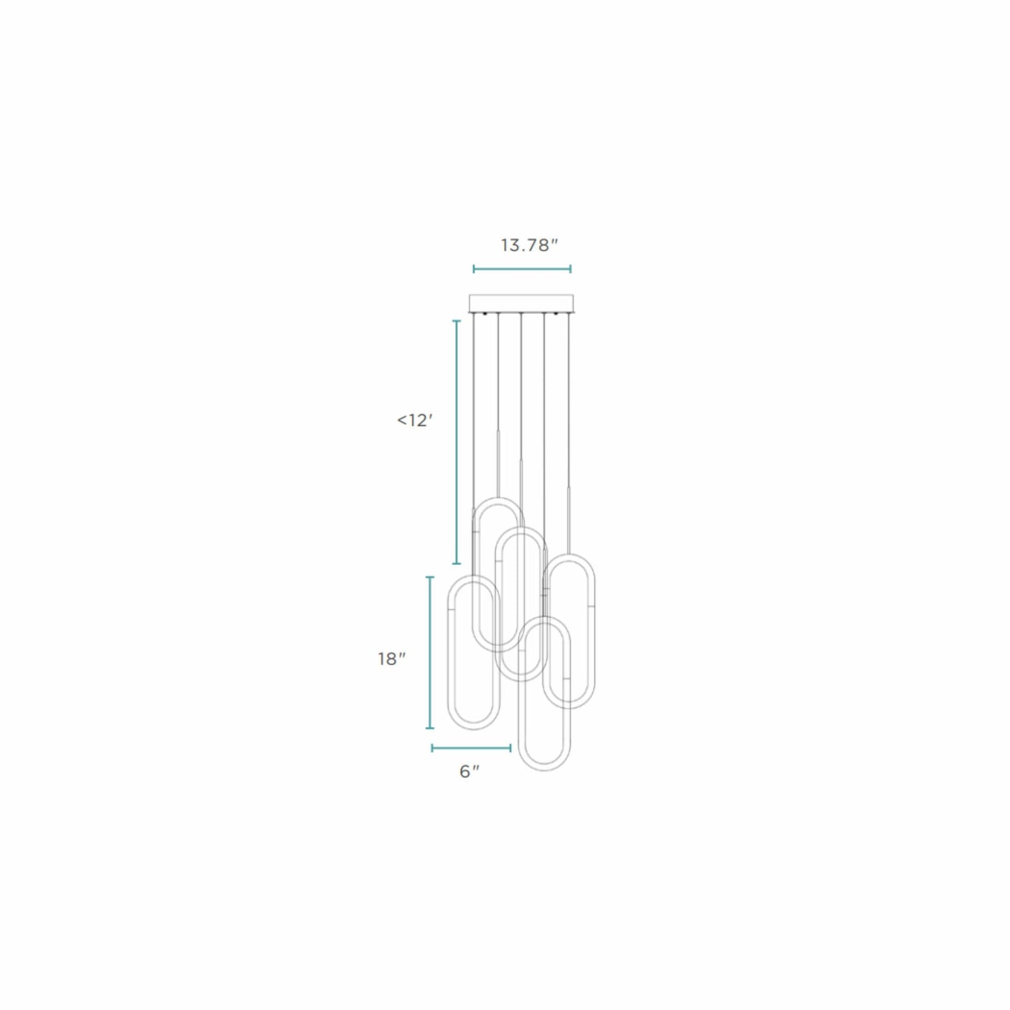 Finesse Decor Five Clips 14" Matte Black Finish 5-Light LED Chandelier