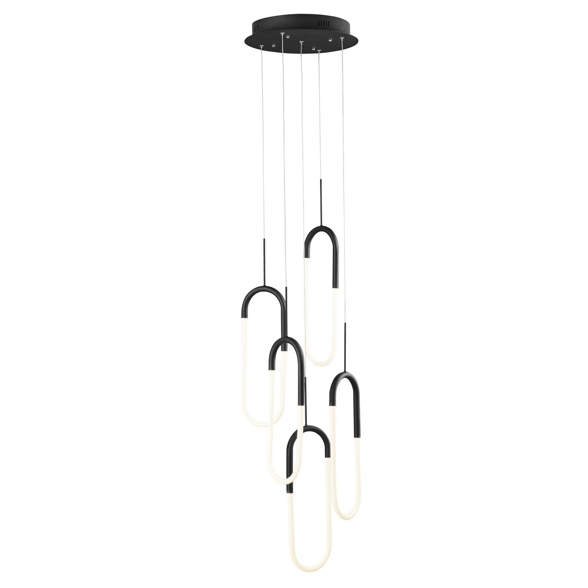 Finesse Decor Five Clips 14" Matte Black Finish 5-Light LED Chandelier