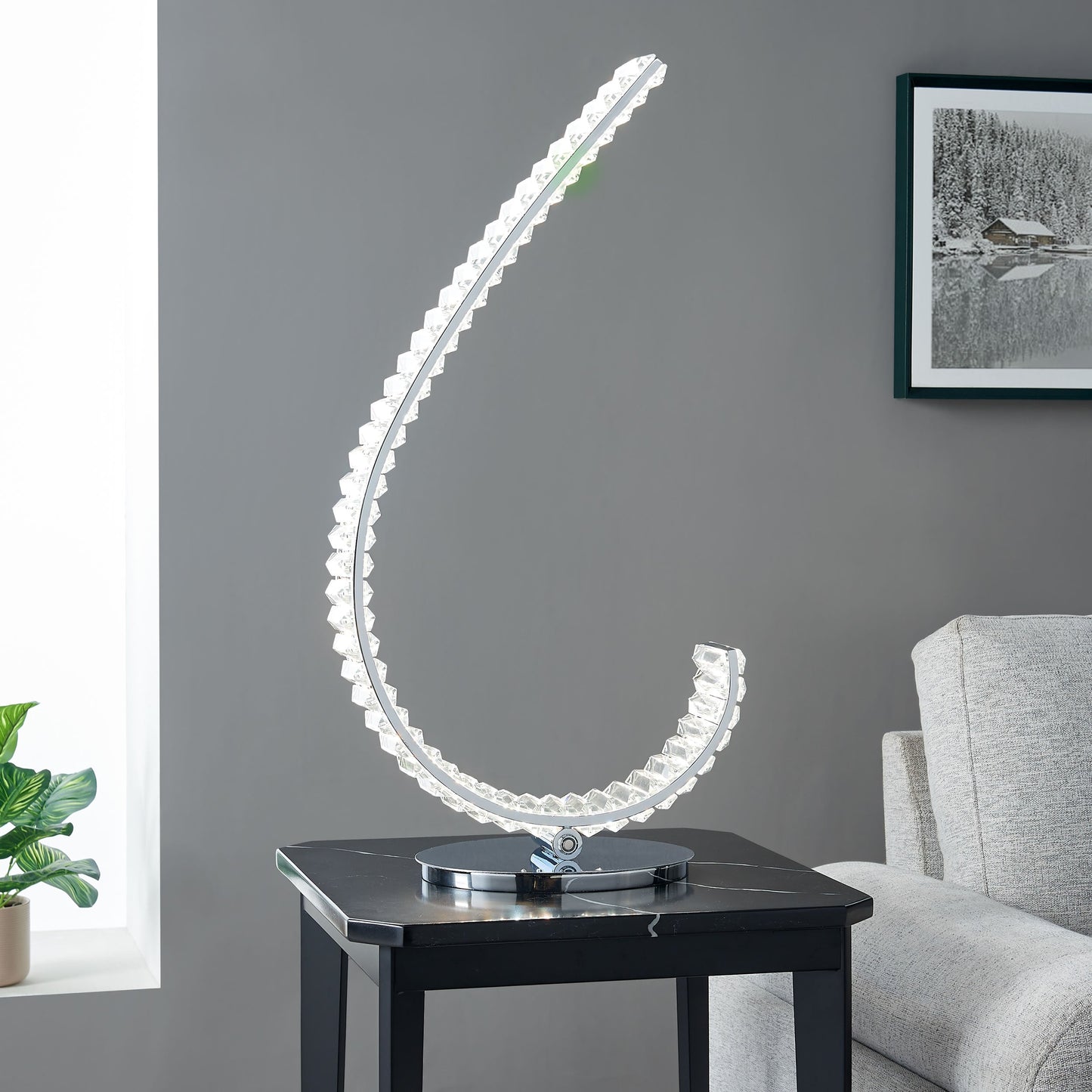 Finesse Decor Grace 6" W x 27" H Chrome Finish 1-Light LED Strip Table Lamp