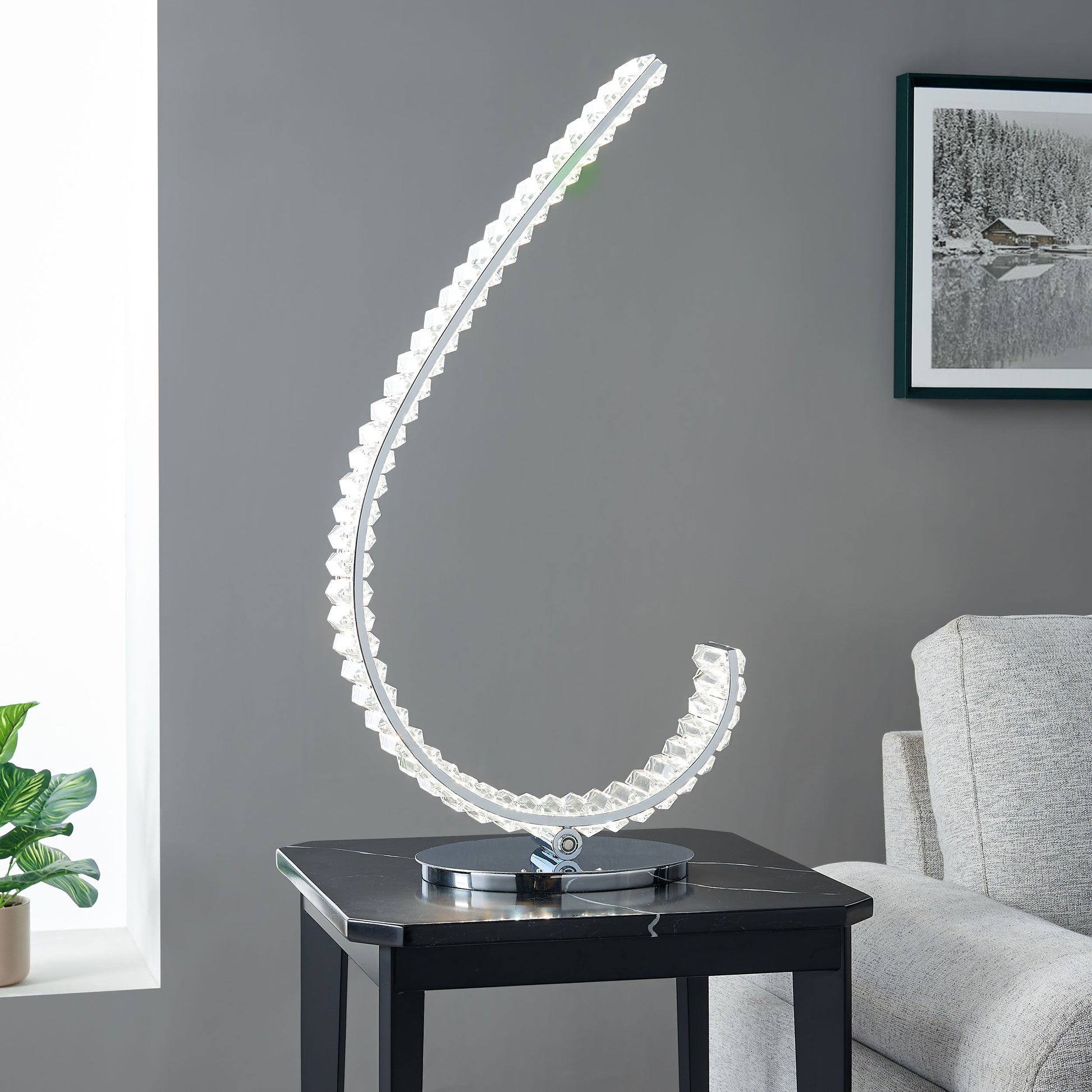 Finesse Decor Grace 6" W x 27" H Chrome Finish 1-Light LED Strip Table Lamp