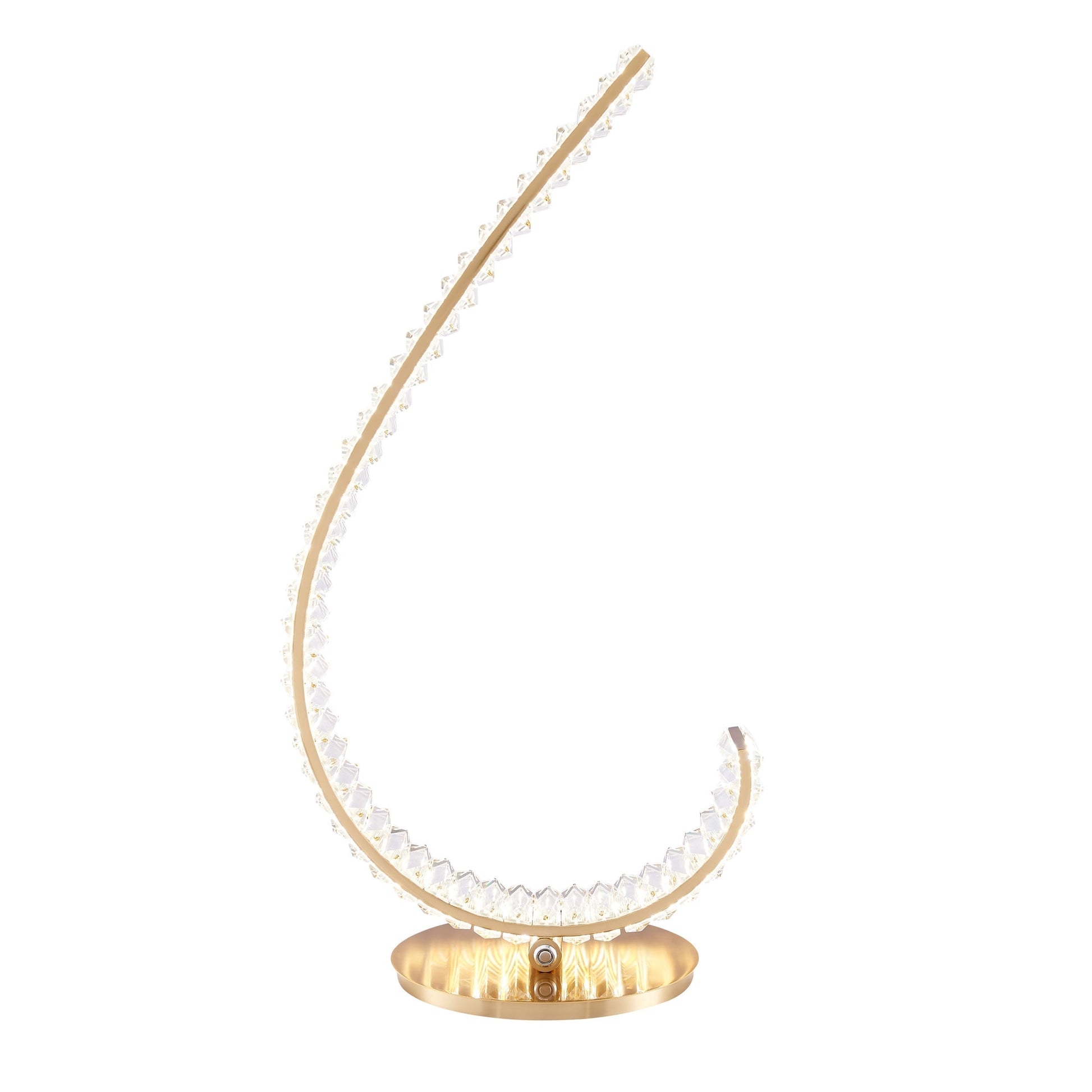 Finesse Decor Grace 6" W x 27" H Gold and Crystal Finish 1-Light LED Strip Table Lamp