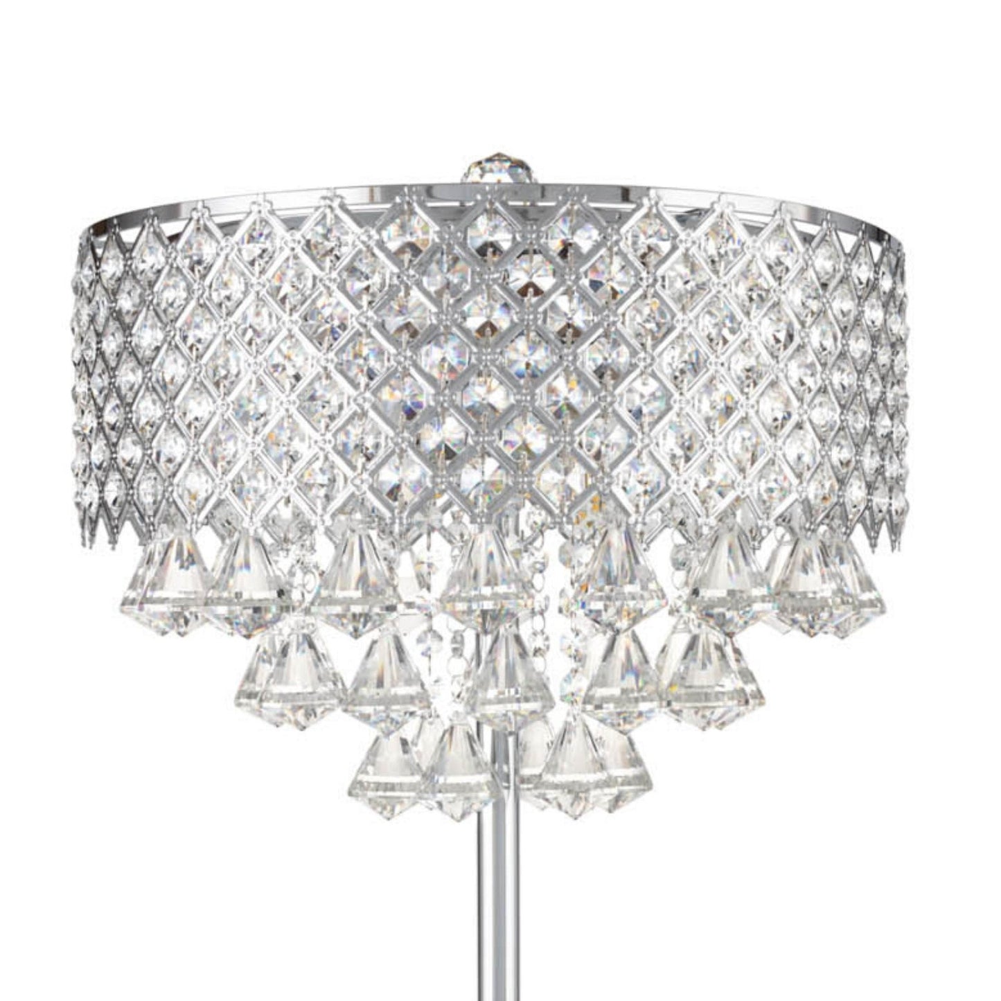 Finesse Decor Grand 16" W x 29" H Chrome Finish 6-Light Table Lamp With Crystal Shade