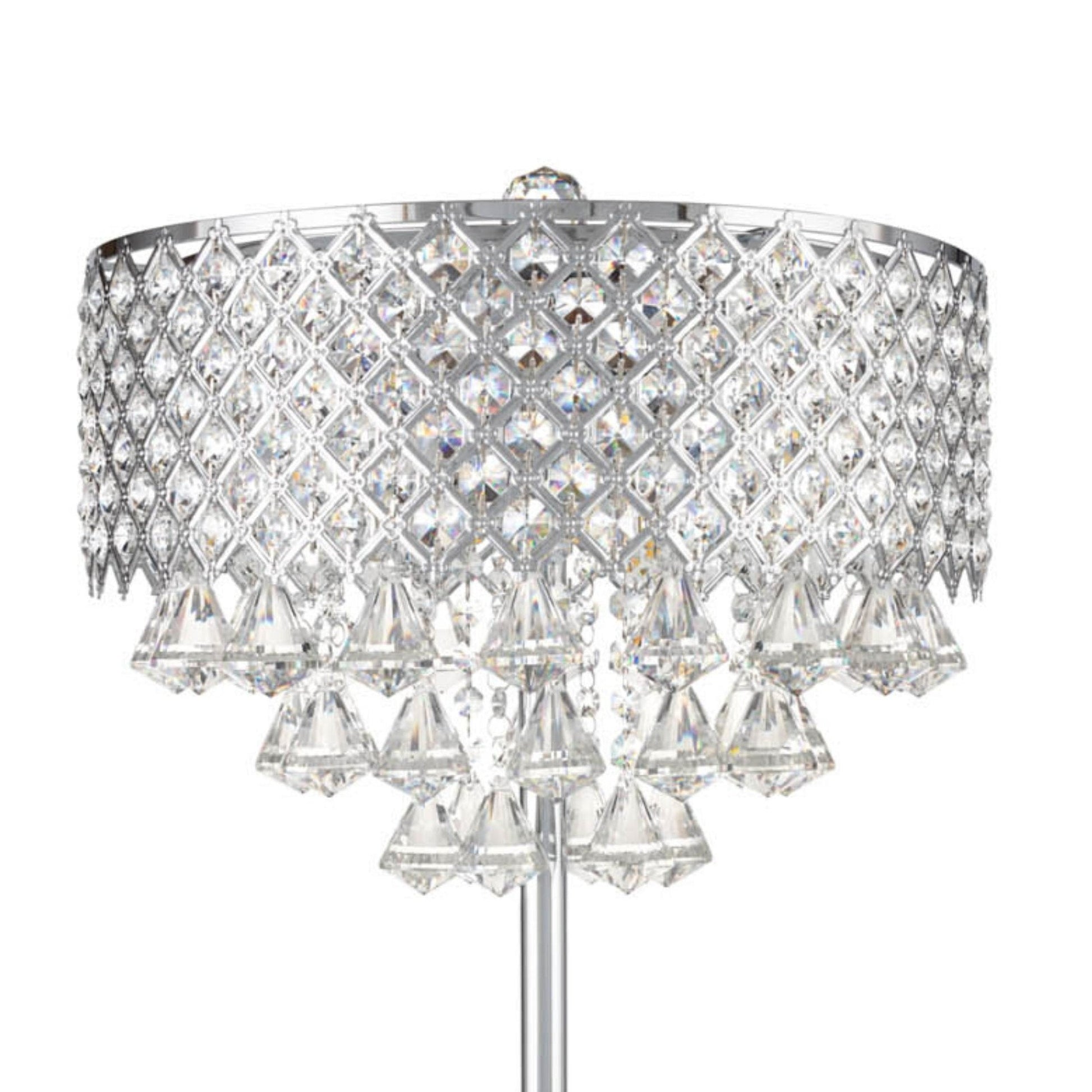 Finesse Decor Grand 16" W x 29" H Chrome Finish 6-Light Table Lamp With Crystal Shade