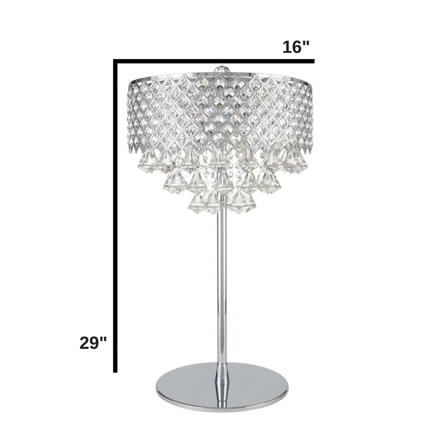 Finesse Decor Grand 16" W x 29" H Chrome Finish 6-Light Table Lamp With Crystal Shade