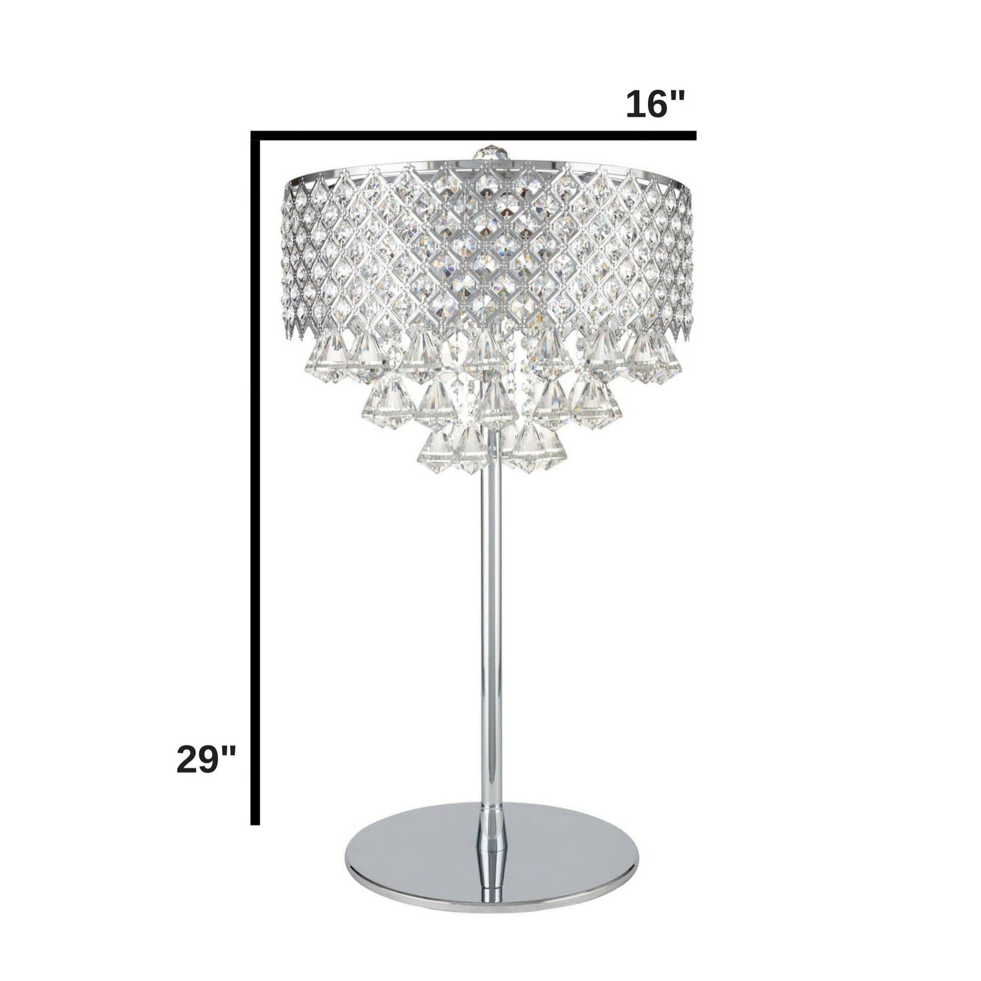 Finesse Decor Grand 16" W x 29" H Chrome Finish 6-Light Table Lamp With Crystal Shade
