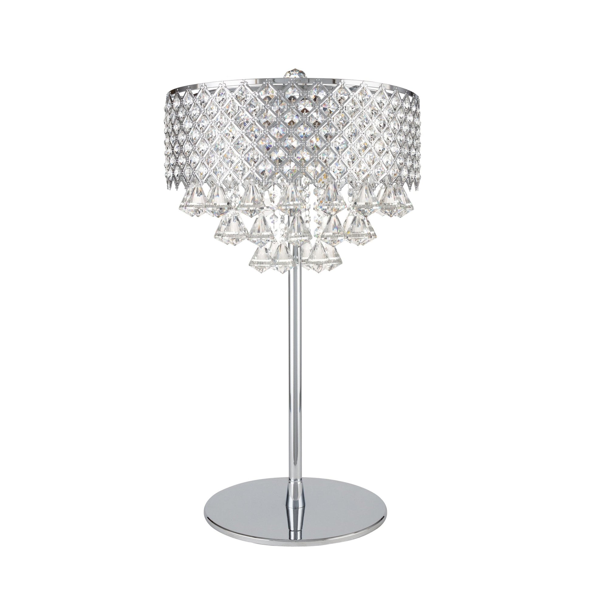 Finesse Decor Grand 16" W x 29" H Chrome Finish 6-Light Table Lamp With Crystal Shade