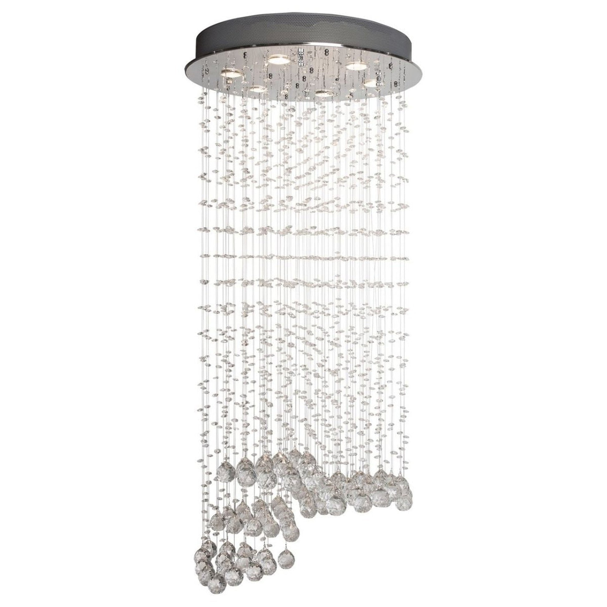Finesse Decor Grand Crystal Waterfall Chrome 6-Light LED Chandelier