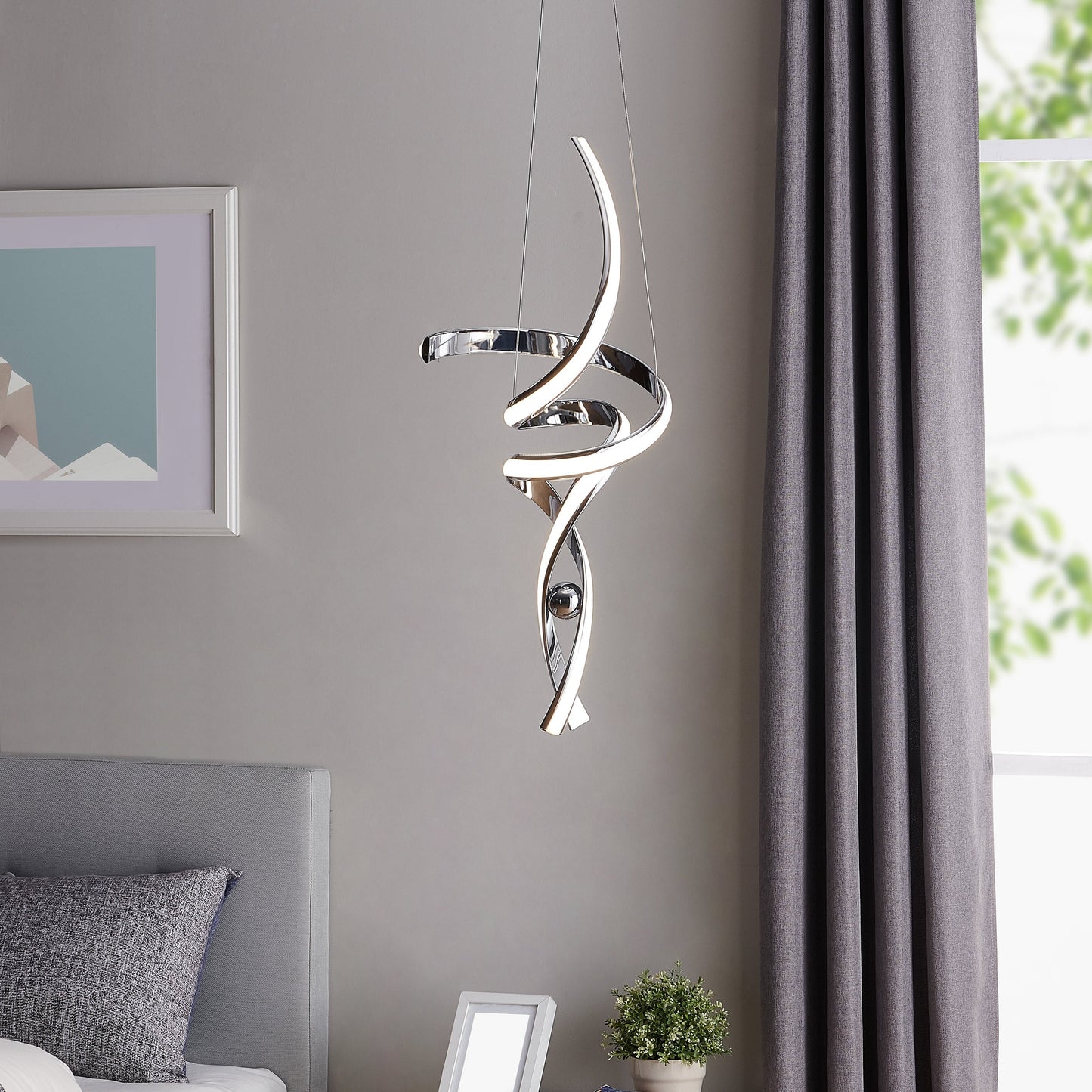 Finesse Decor Hamburg 10" Chrome Finish 2-Light LED Chandelier