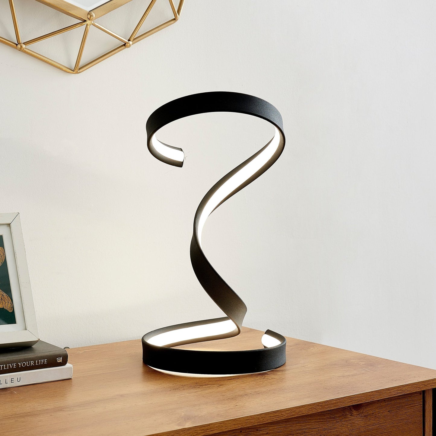 Finesse Decor Hamburg 9" W x 17" H Black Finish 1-Light LED Strip Table Lamp With Dimmable Switch