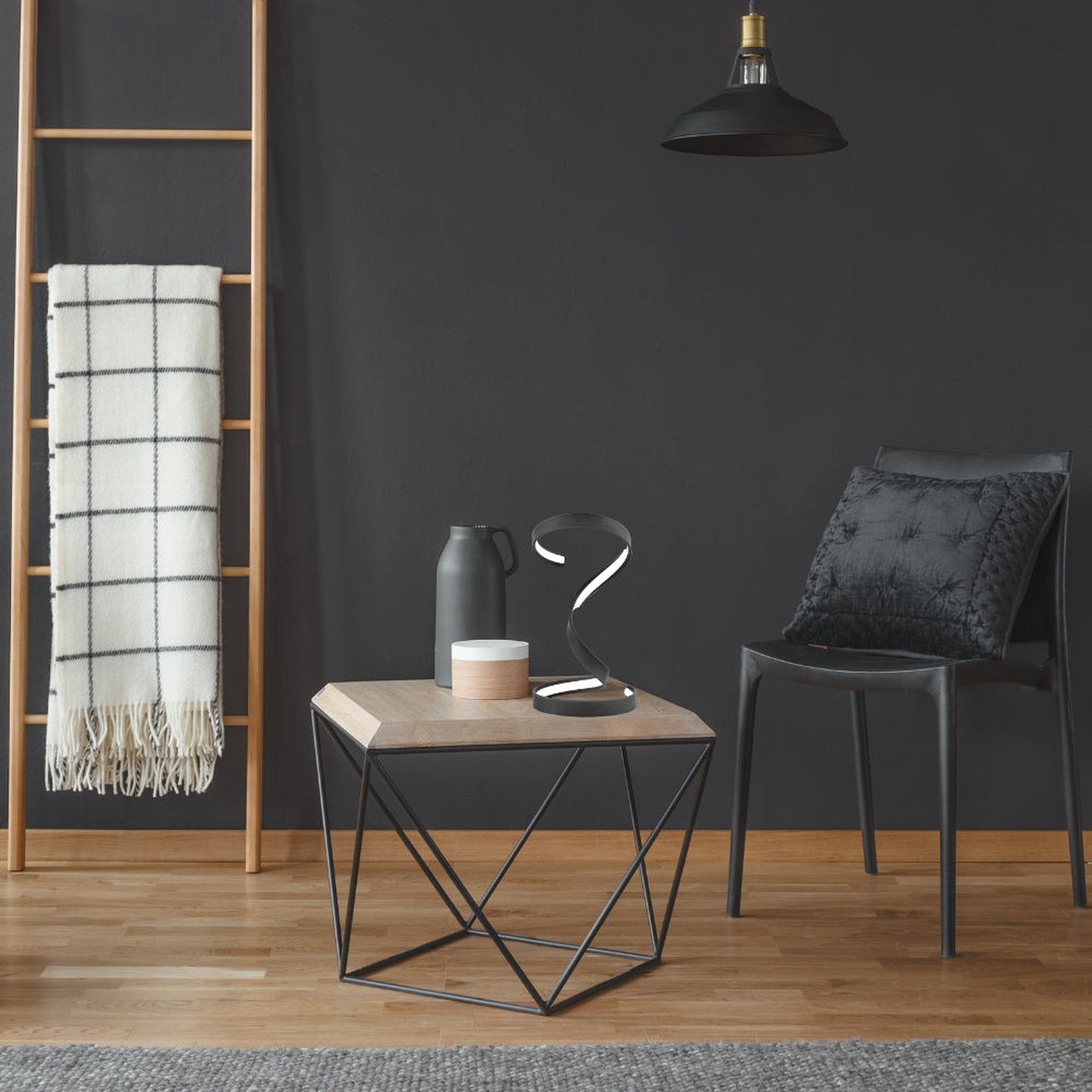 Finesse Decor Hamburg 9" W x 17" H Black Finish 1-Light LED Strip Table Lamp With Dimmable Switch